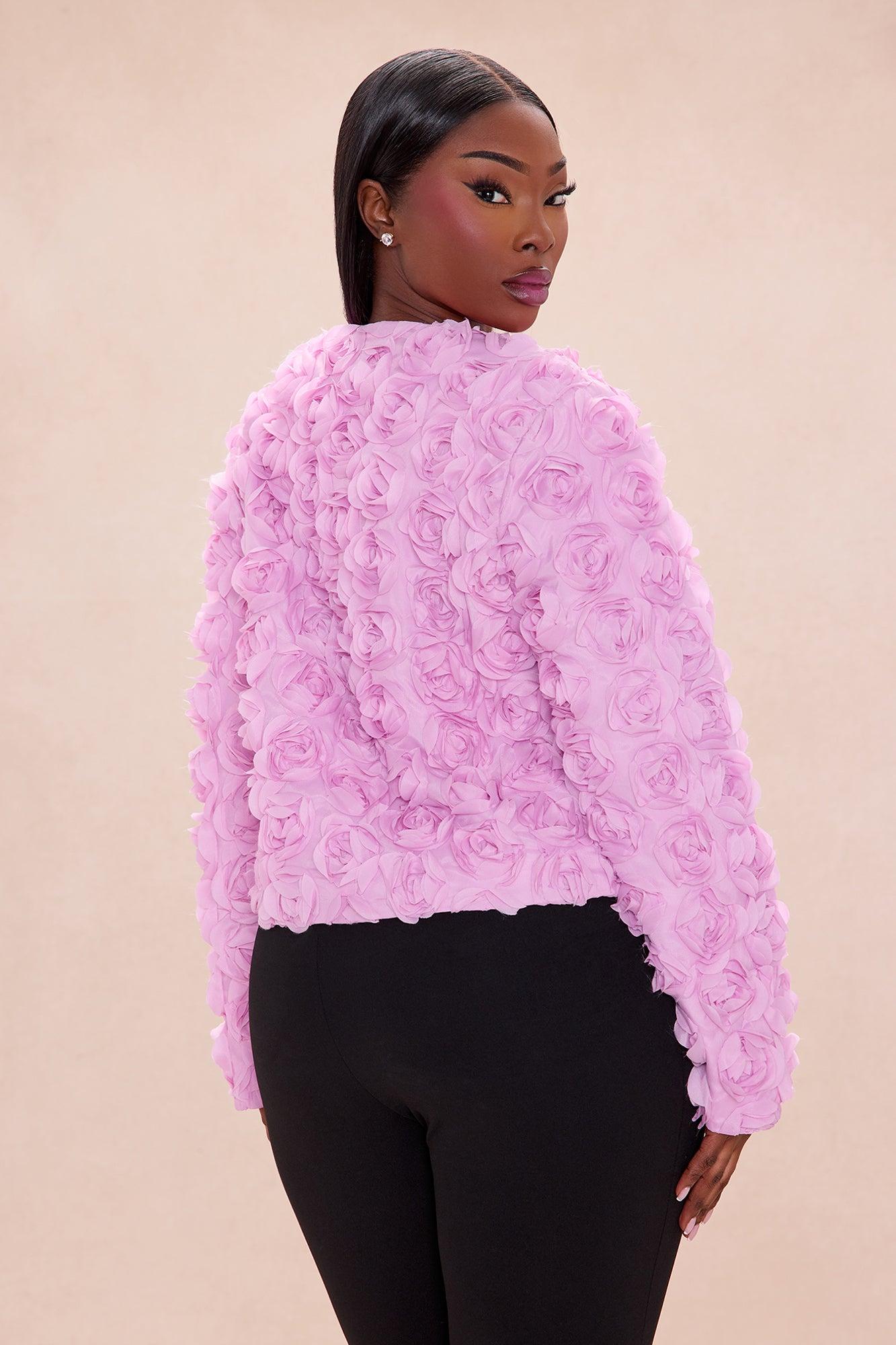 Kimberly Floral Applique Cropped Jacket - Pink Female Product Image