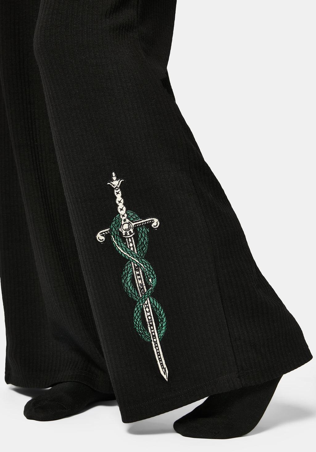 Aelin Sword Embroidered Short Sleeve Ribbed Top Product Image