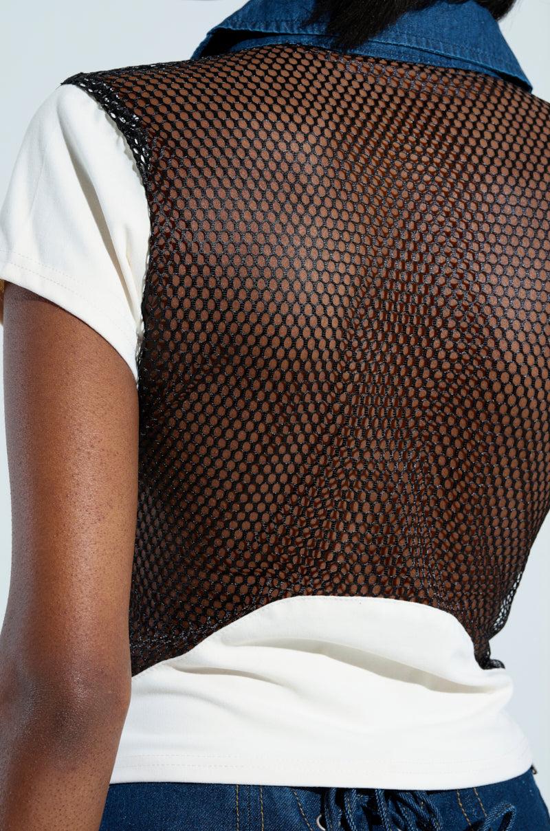 EDGY DIVA SHORT SLEEVE NETTED TSHIRT Product Image