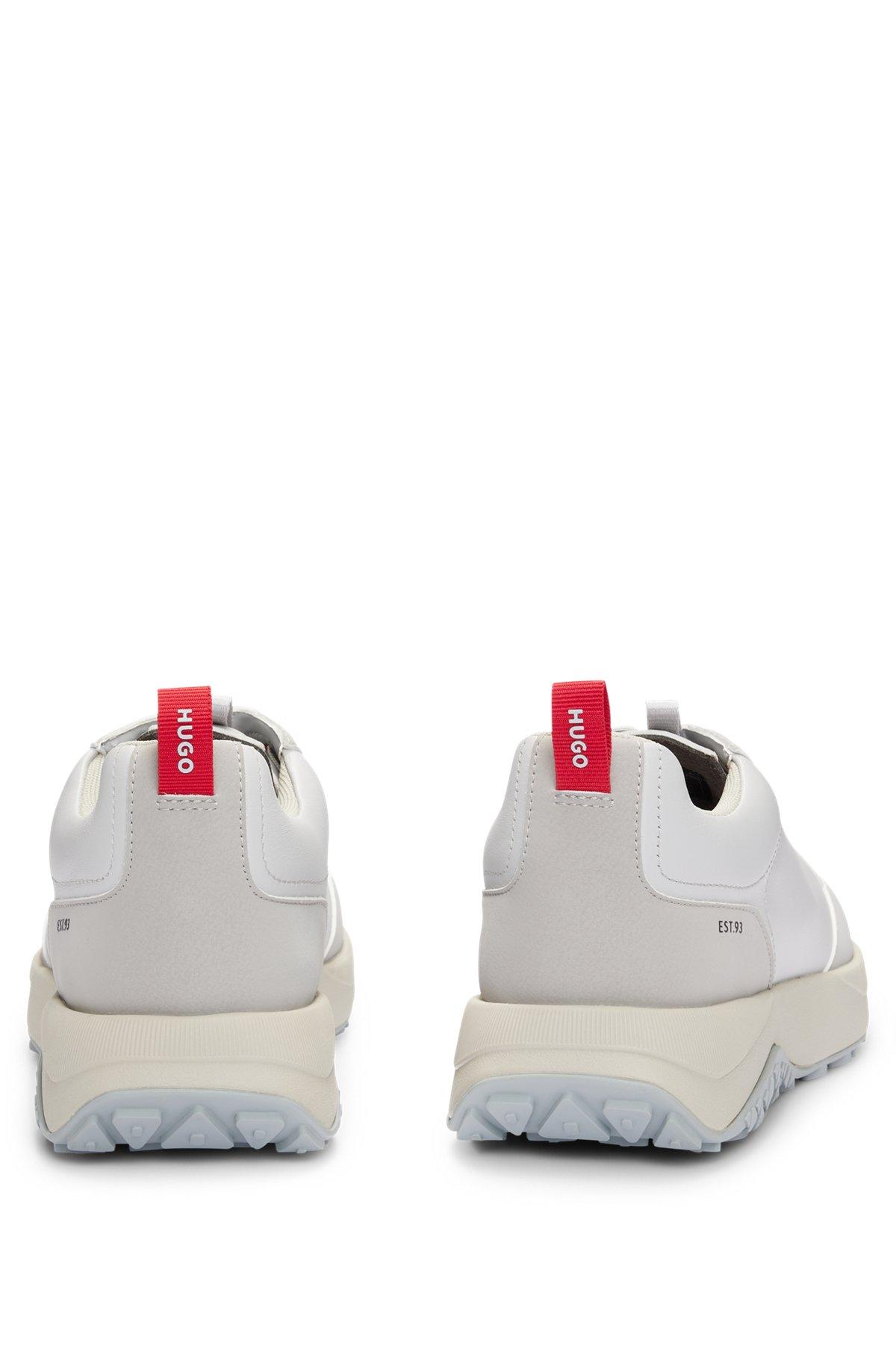 HUGO - Mixed-material trainers with nappa leather - Light Grey Product Image