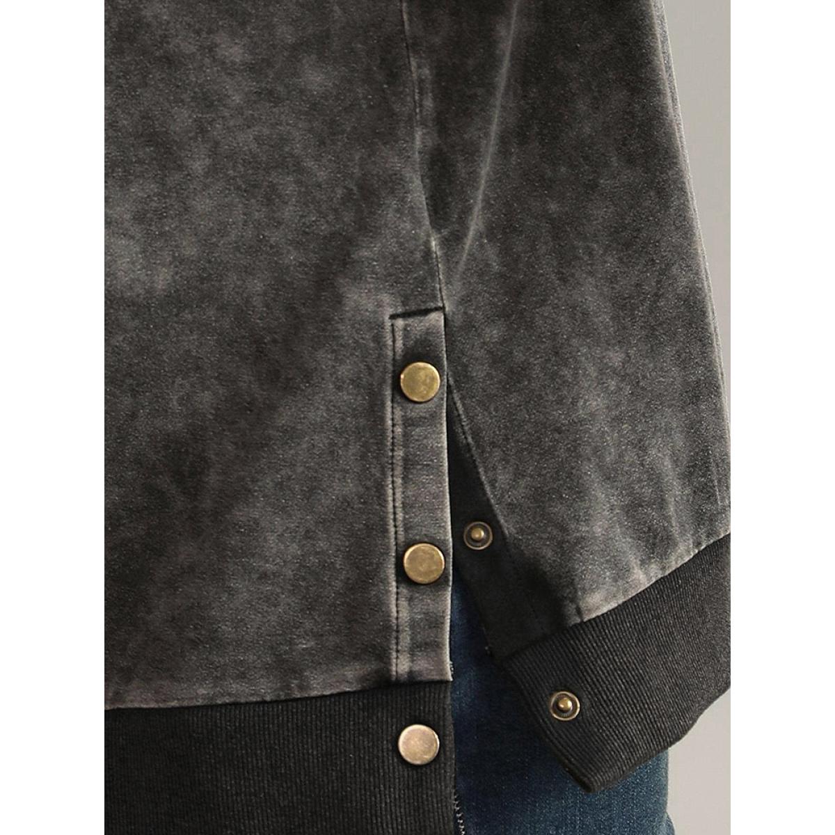 Plus Size Contrast Patchwork Hooded Raglan Sleeve Sweatshirt Women Black Casual Elastic cuffs Hooded Dailywear Sweatshirts BloomChic 18-20/2X Product Image