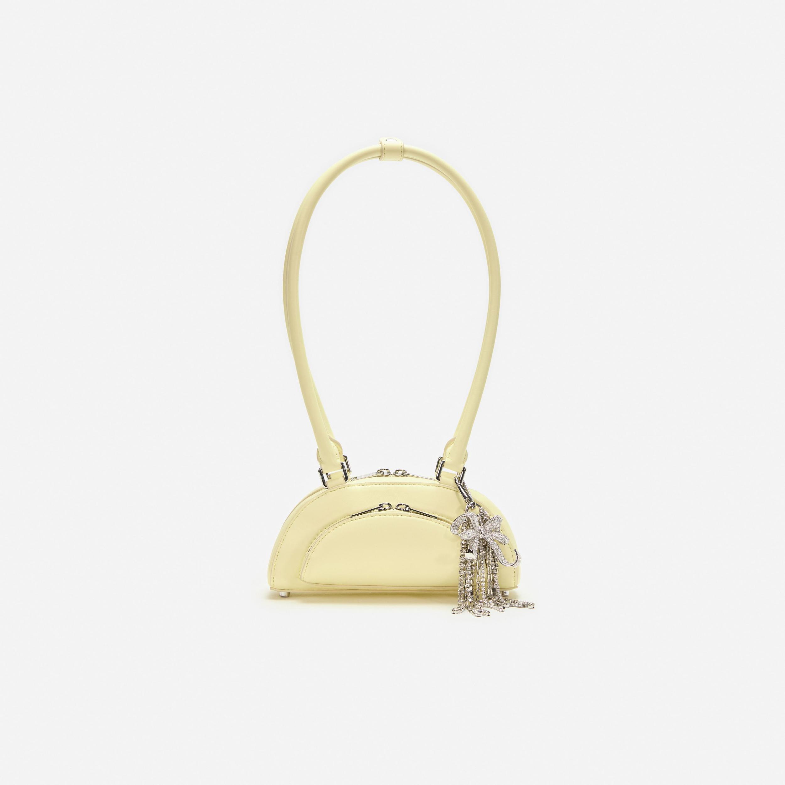 Yellow Leather Mini Shoulder Bag With Charm Product Image