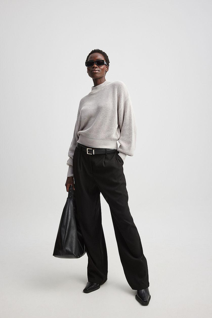 Volume Sleeve High Neck Knitted Sweater Product Image