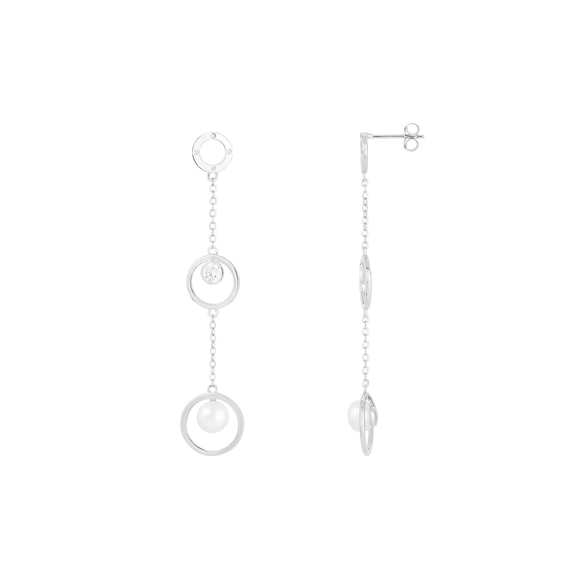 Splendid Pearls Dangling Sterling Silver Freshwater Cultured Pearl Earrings, Women's Product Image