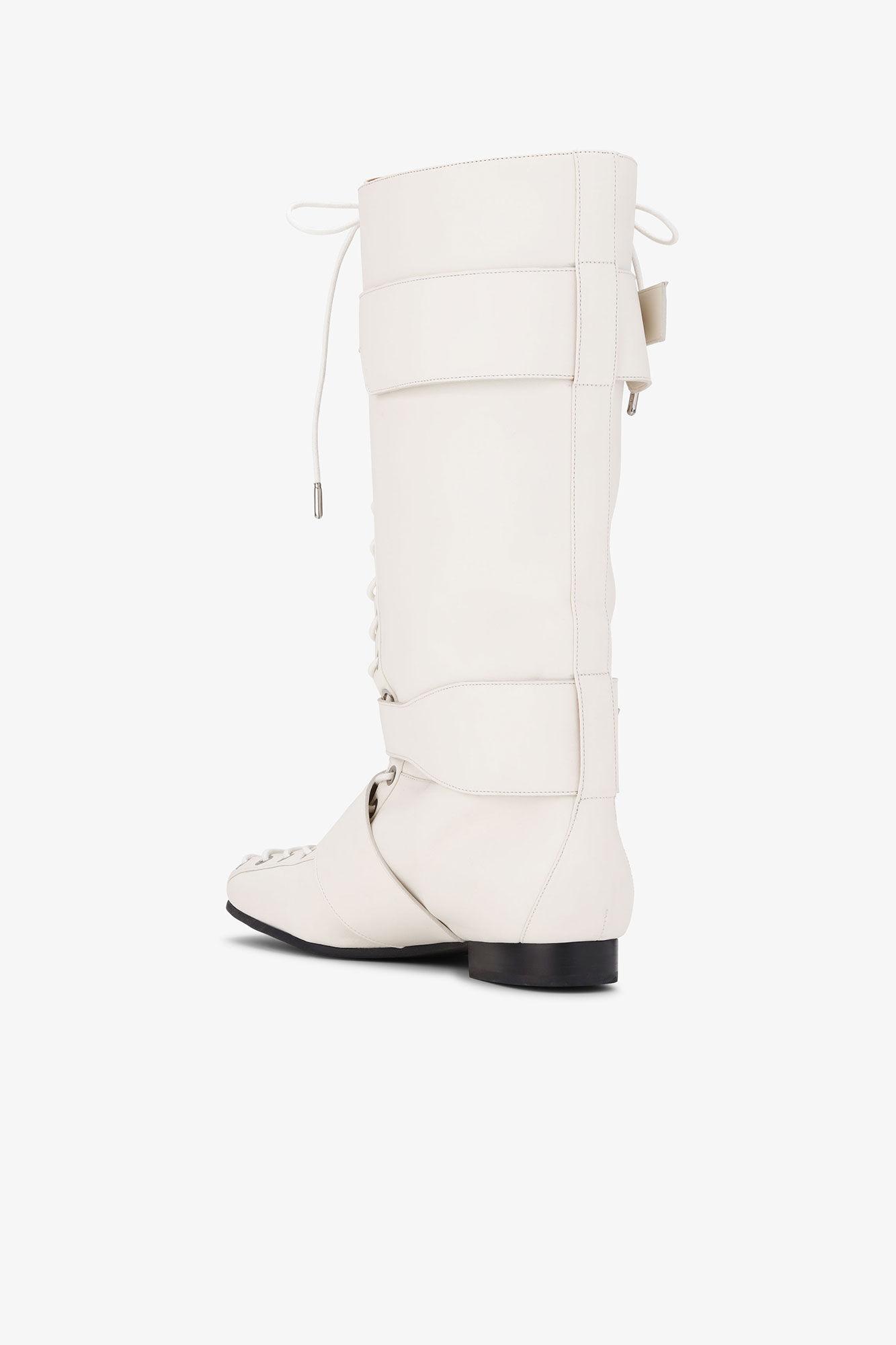 Ivory Lace-Up High Boots Product Image