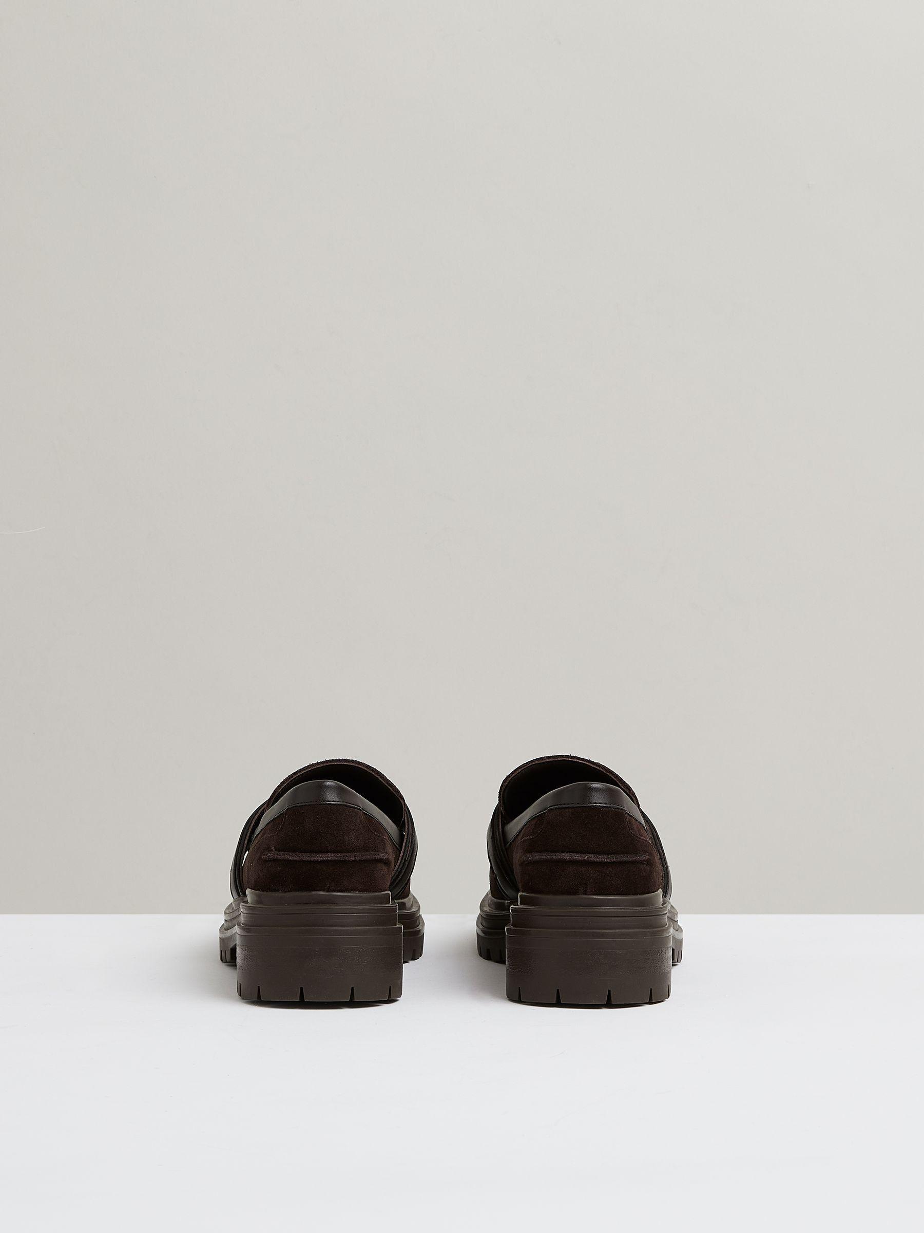 Suede and Leather Cleated Loafers in Chocolate Product Image