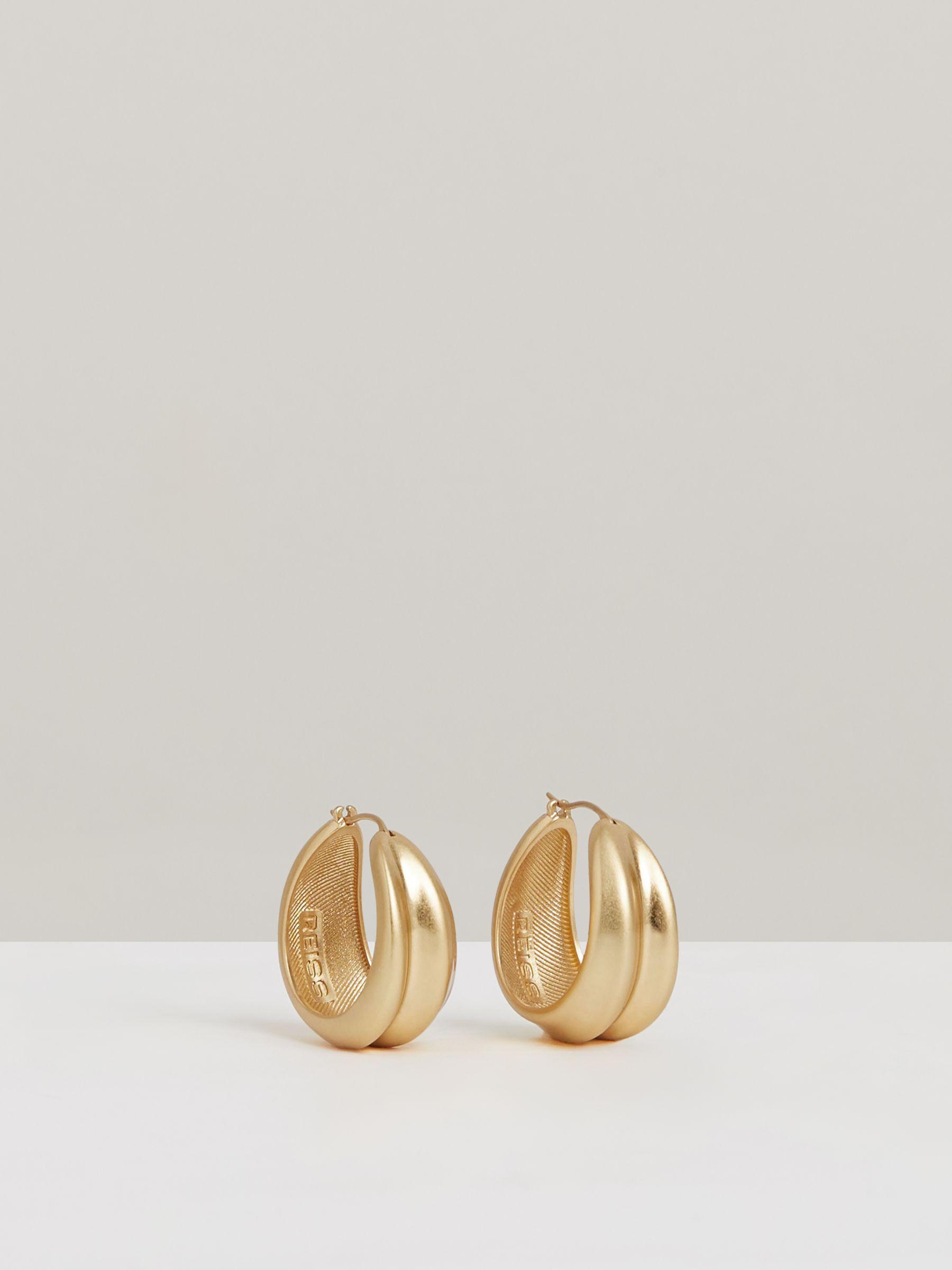 Sculptural Hoop Earrings in Gold Tone Product Image