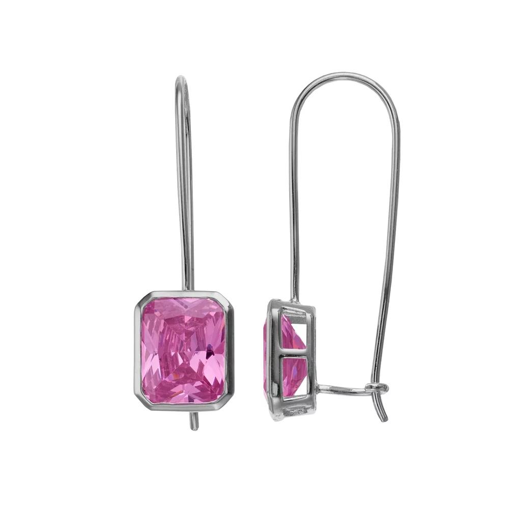 Rosabella Sterling Silver Pink Cubic Zirconia Drop Earrings, Women's Product Image
