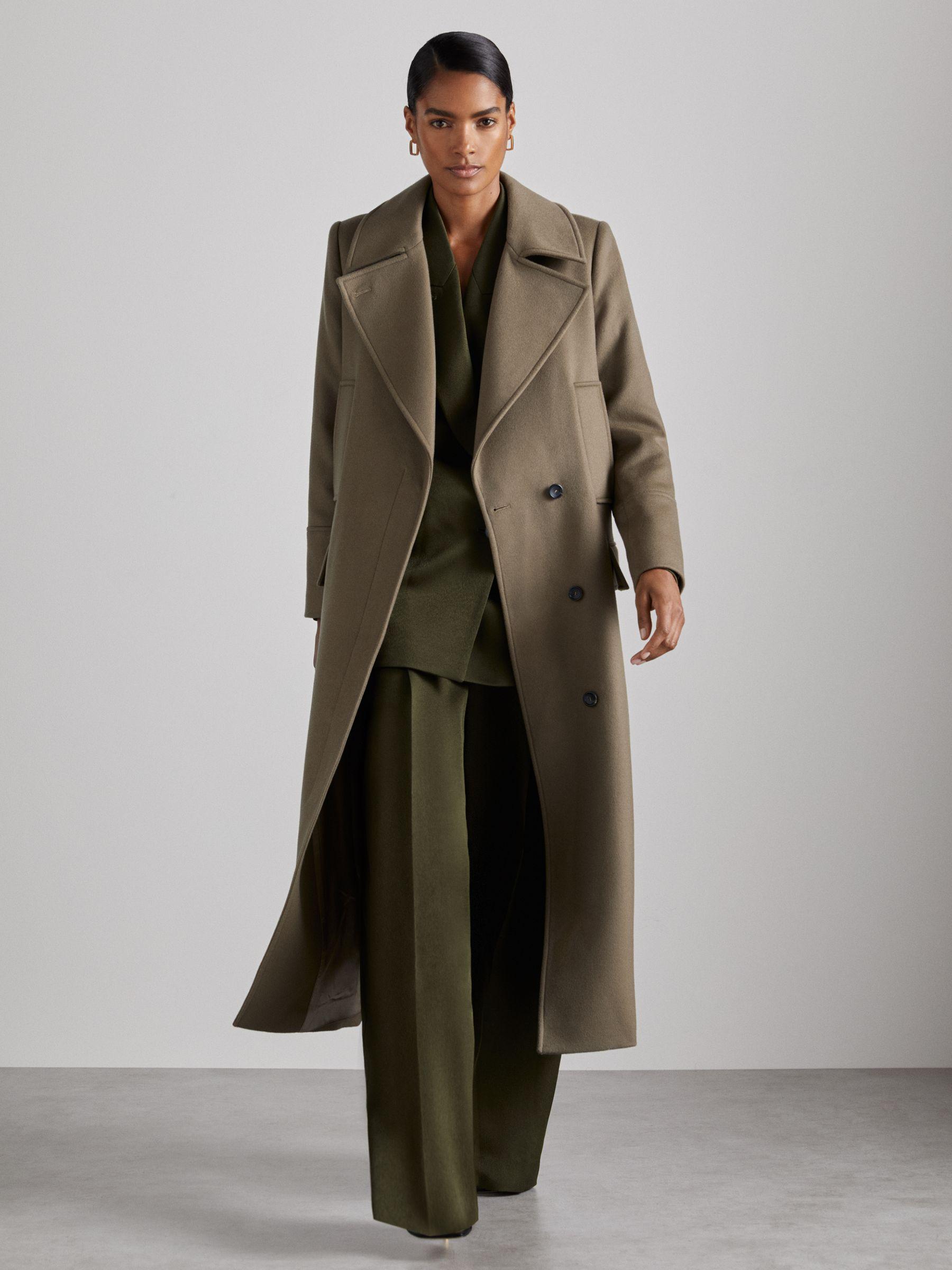 Atelier Wool-Blend Longline Coat in Khaki Product Image
