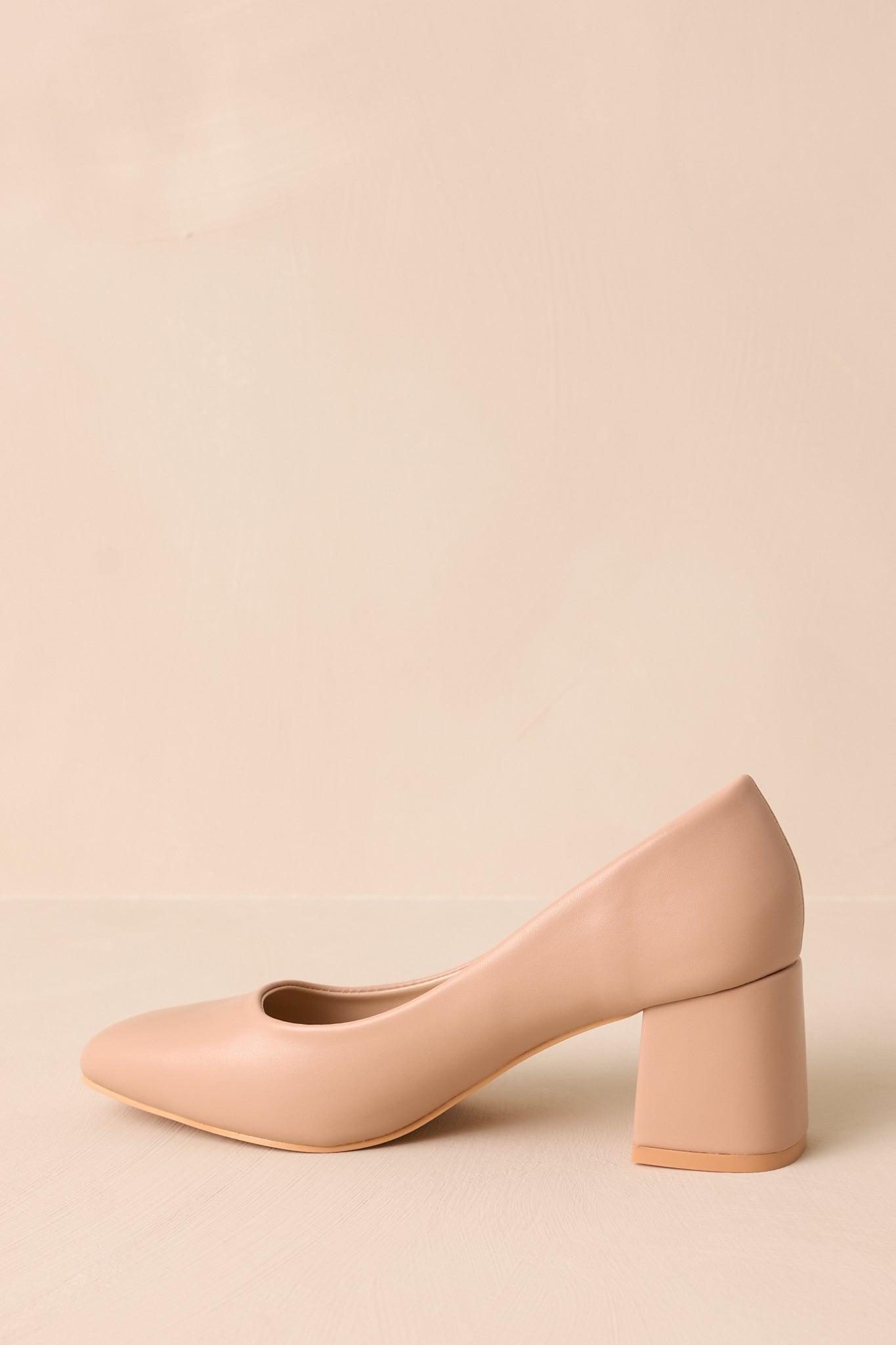 Timeless Elegance Beige Block Heels Product Image
