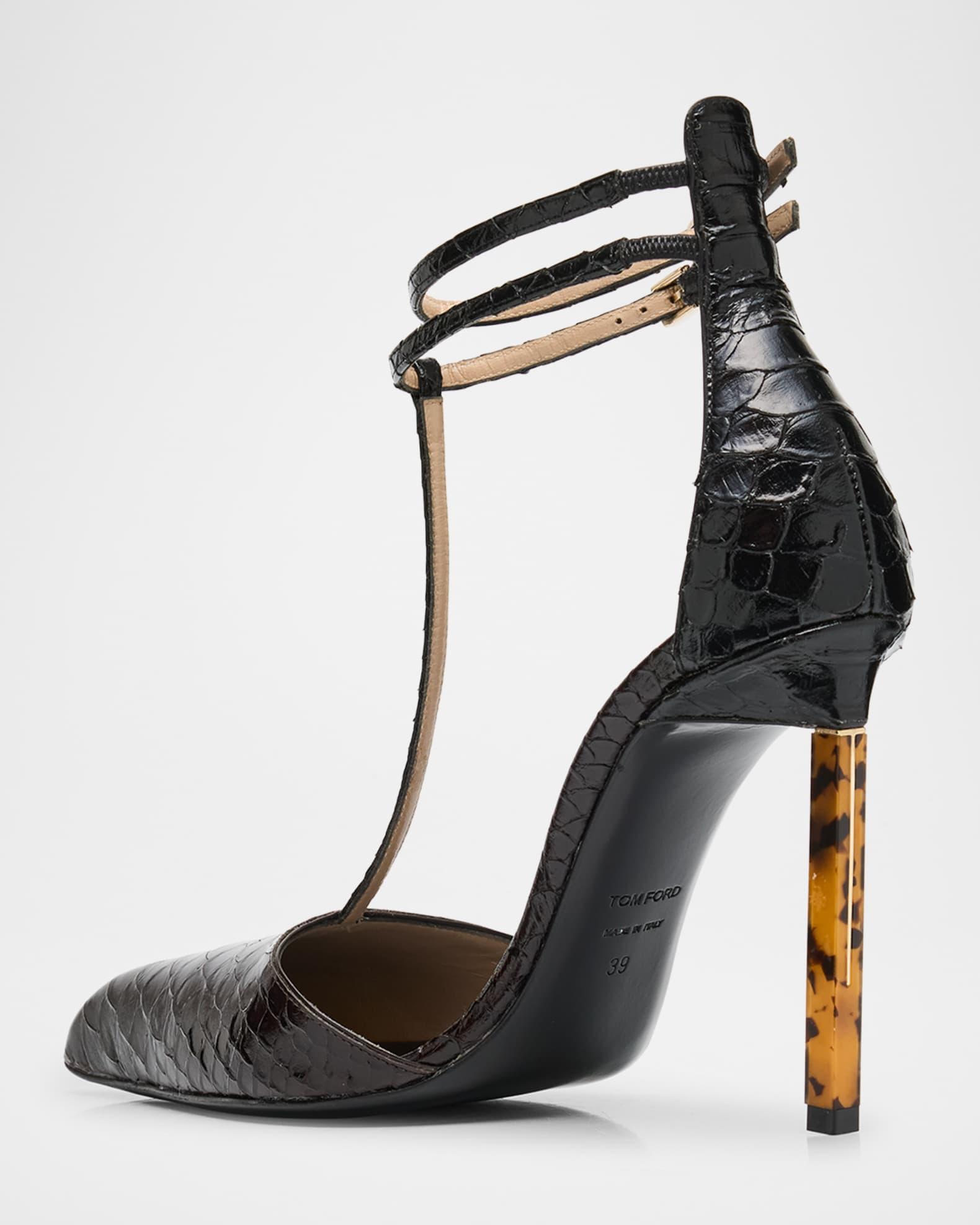 Python-Effect Stiletto T-Strap Pumps  Product Image