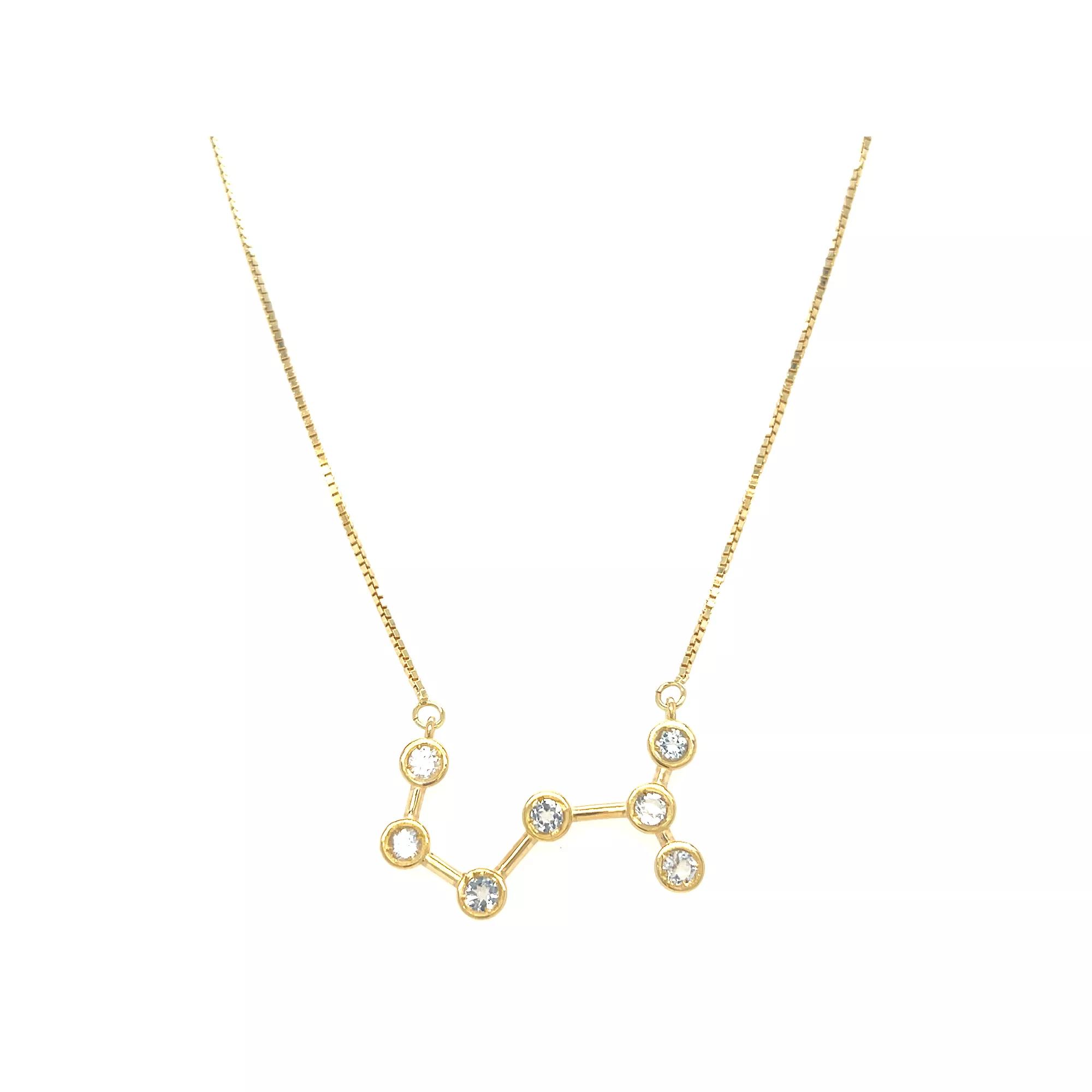 Meshmerise Sterling Silver White Topaz Zodiac Constellation Necklace, Women's, Size: 16-18" ADJ, Gold Tone Scorpio Product Image