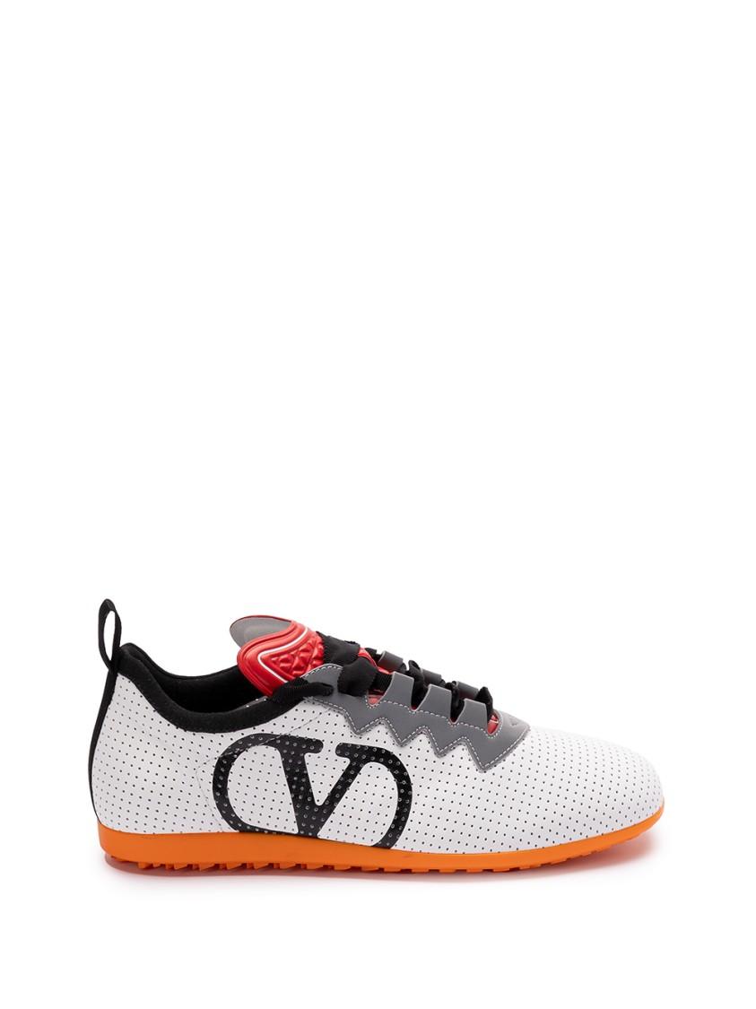 VALENTINO GARAVANI Chromathon Low-top Sneakers In Perforated Leather In Multi Product Image
