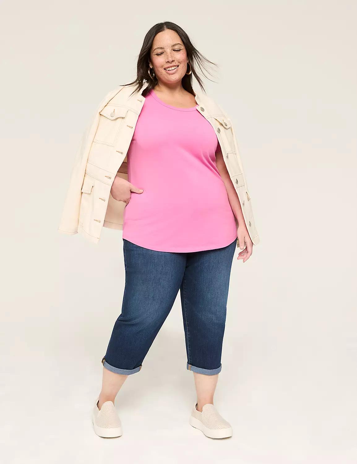 Roll-Sleeve Scoop-Neck Tee Product Image