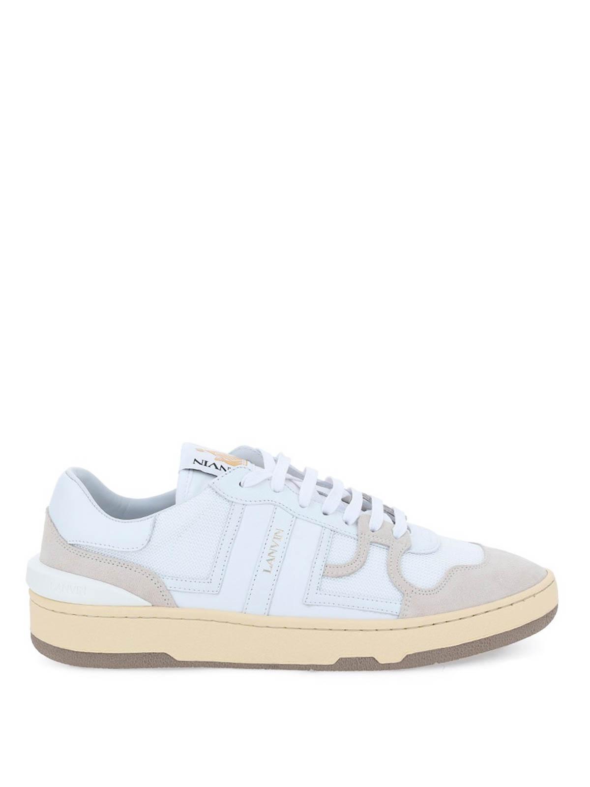 LANVIN Mesh And Leather Clay Sneakers With In White Product Image