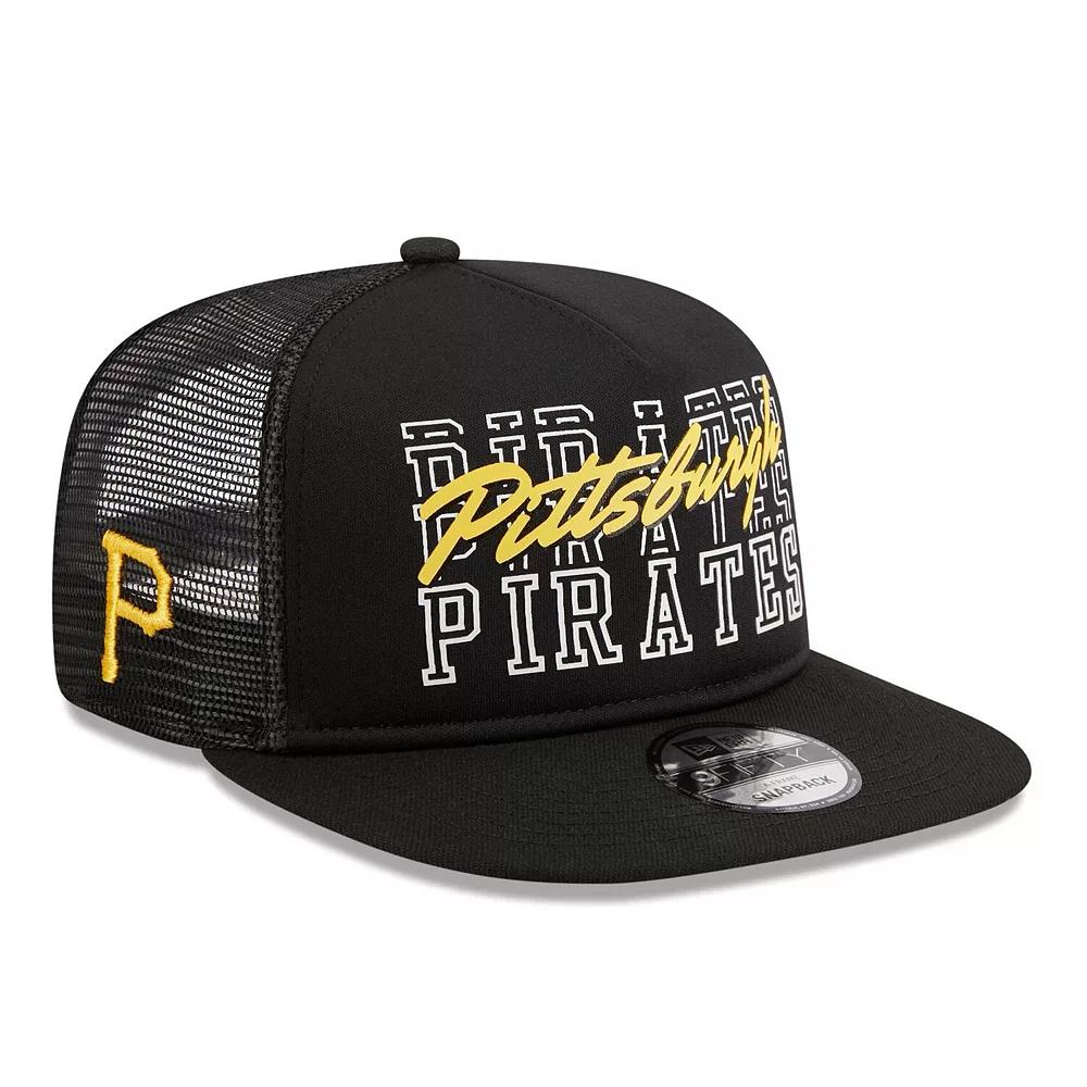 Men's New Era Black Pittsburgh Pirates Street Team A-Frame Trucker 9FIFTY Snapback Hat Product Image