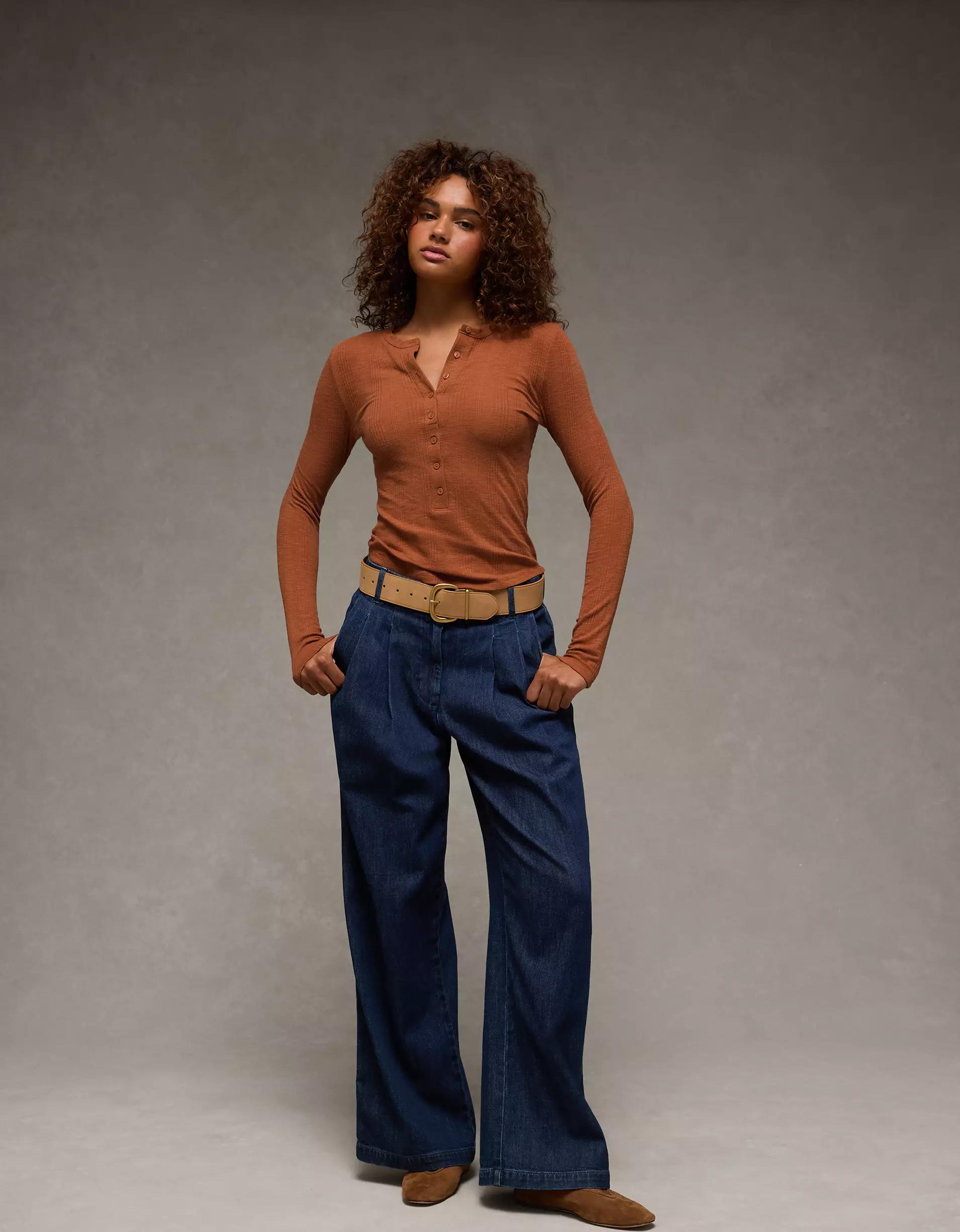 AE Long Sleeve Henley T-Shirt Product Image