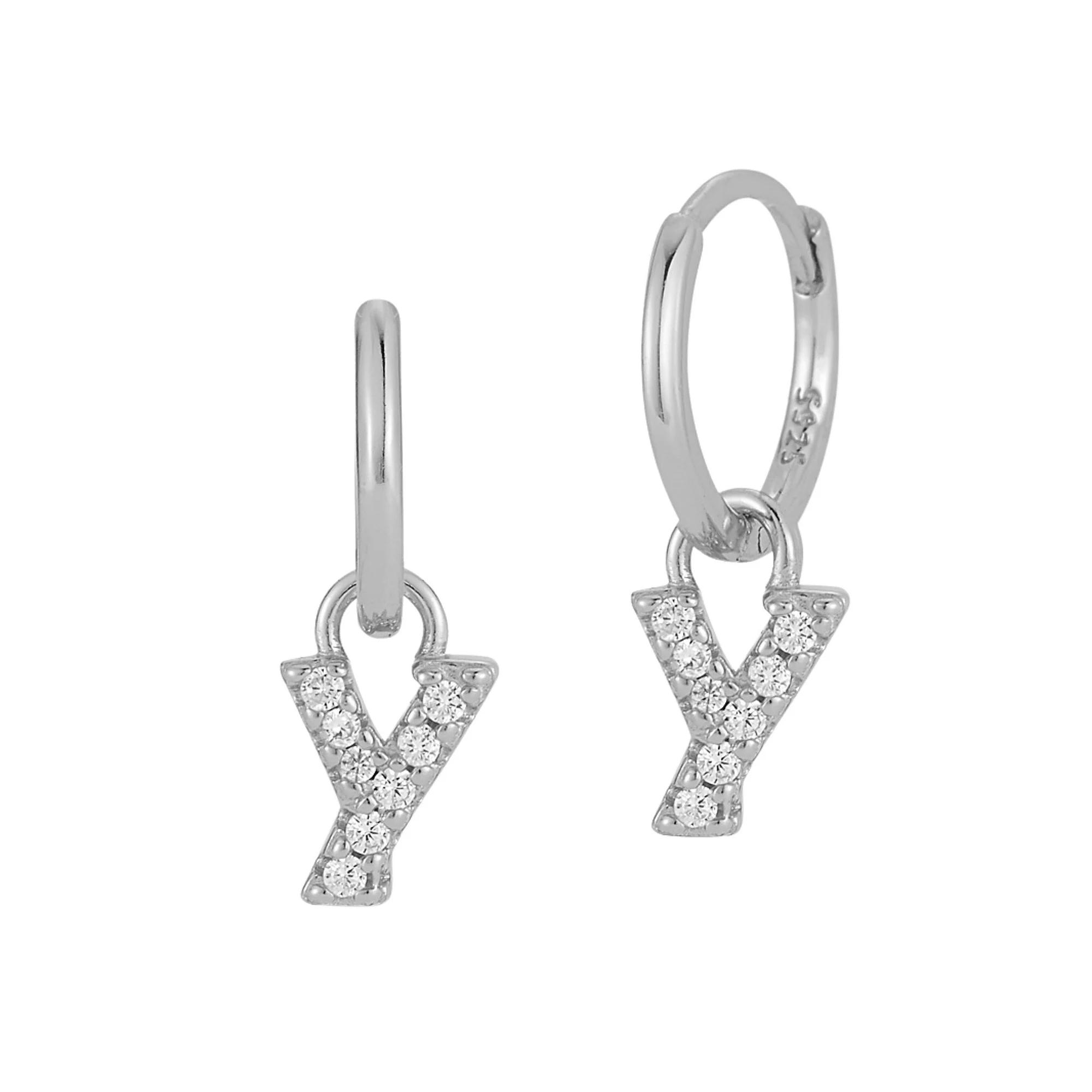 Sunkissed Sterling Cubic Zirconia Initial Drop Earrings, Women's, Silver Tone Y Product Image