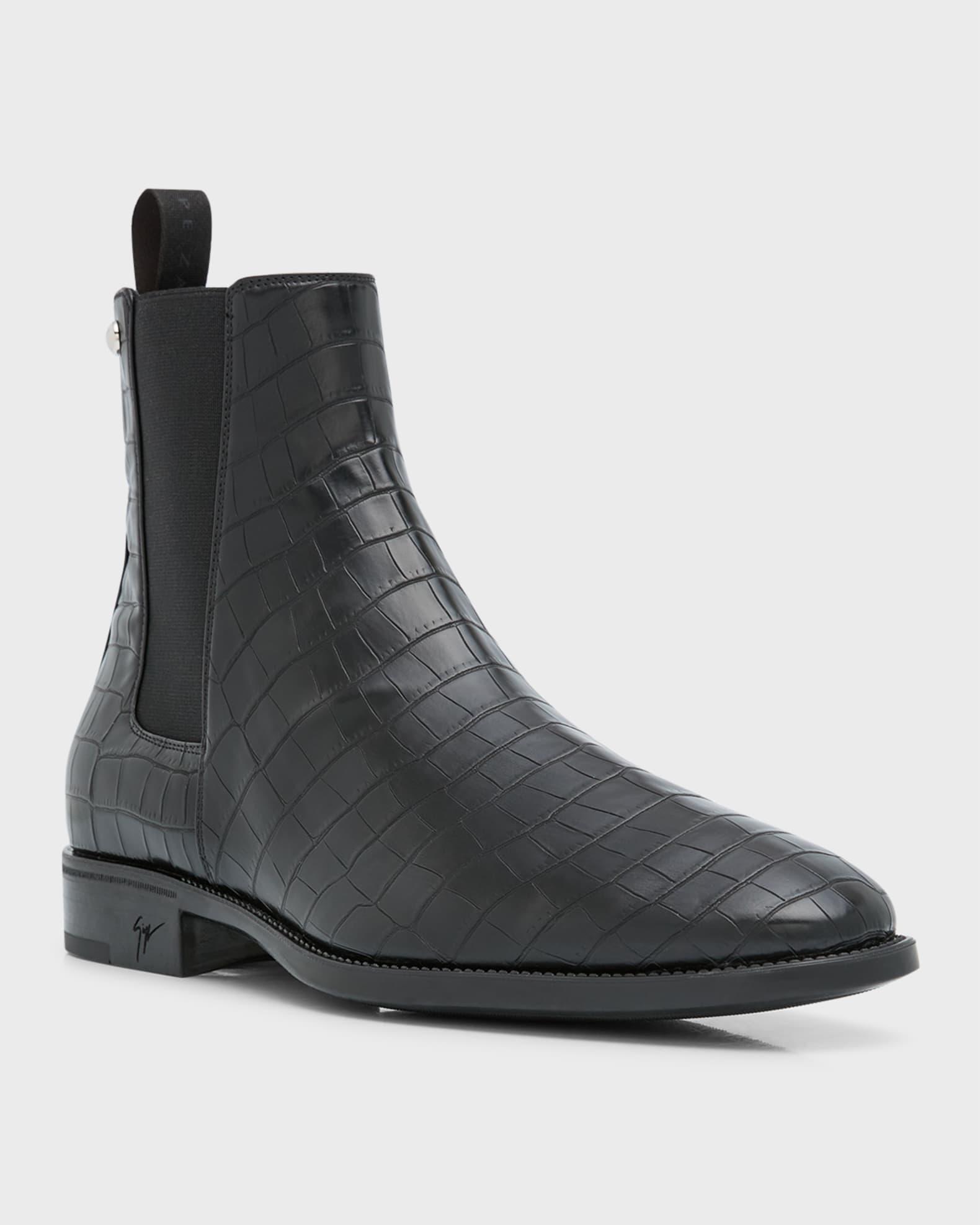 Men's Croc-Embossed Leather Chelsea Boots Product Image