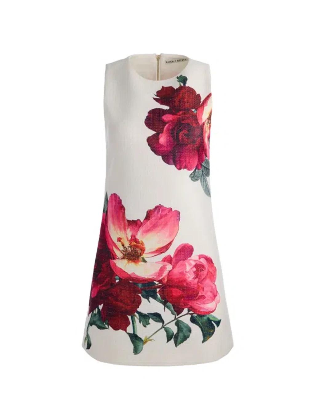 ALICE AND OLIVIA Clyde Floral A-line Shift Mini Dress In Multi Product Image