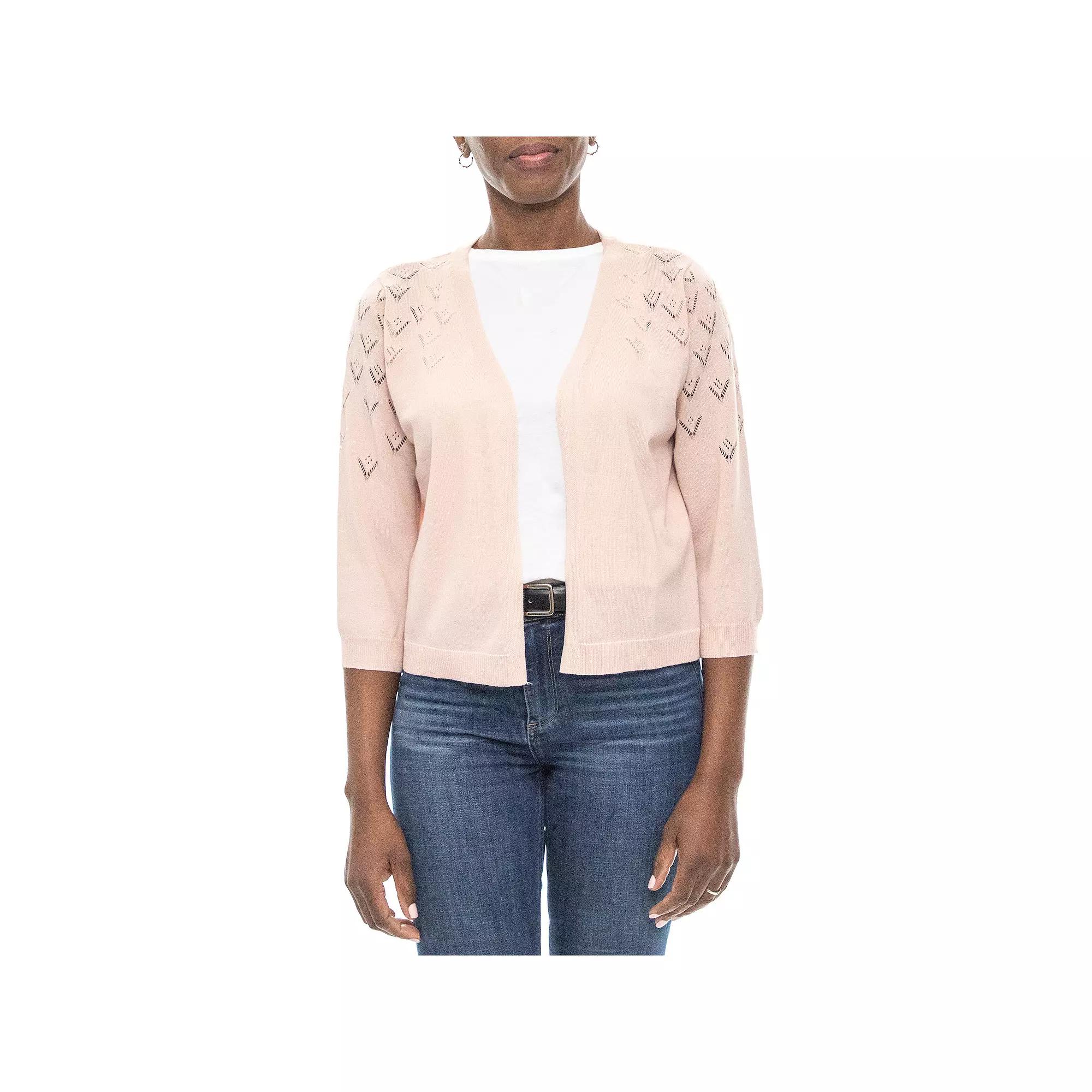 Women's Nina Leonard Pointelle Bolero Jacket, Size: Medium, Blush Product Image