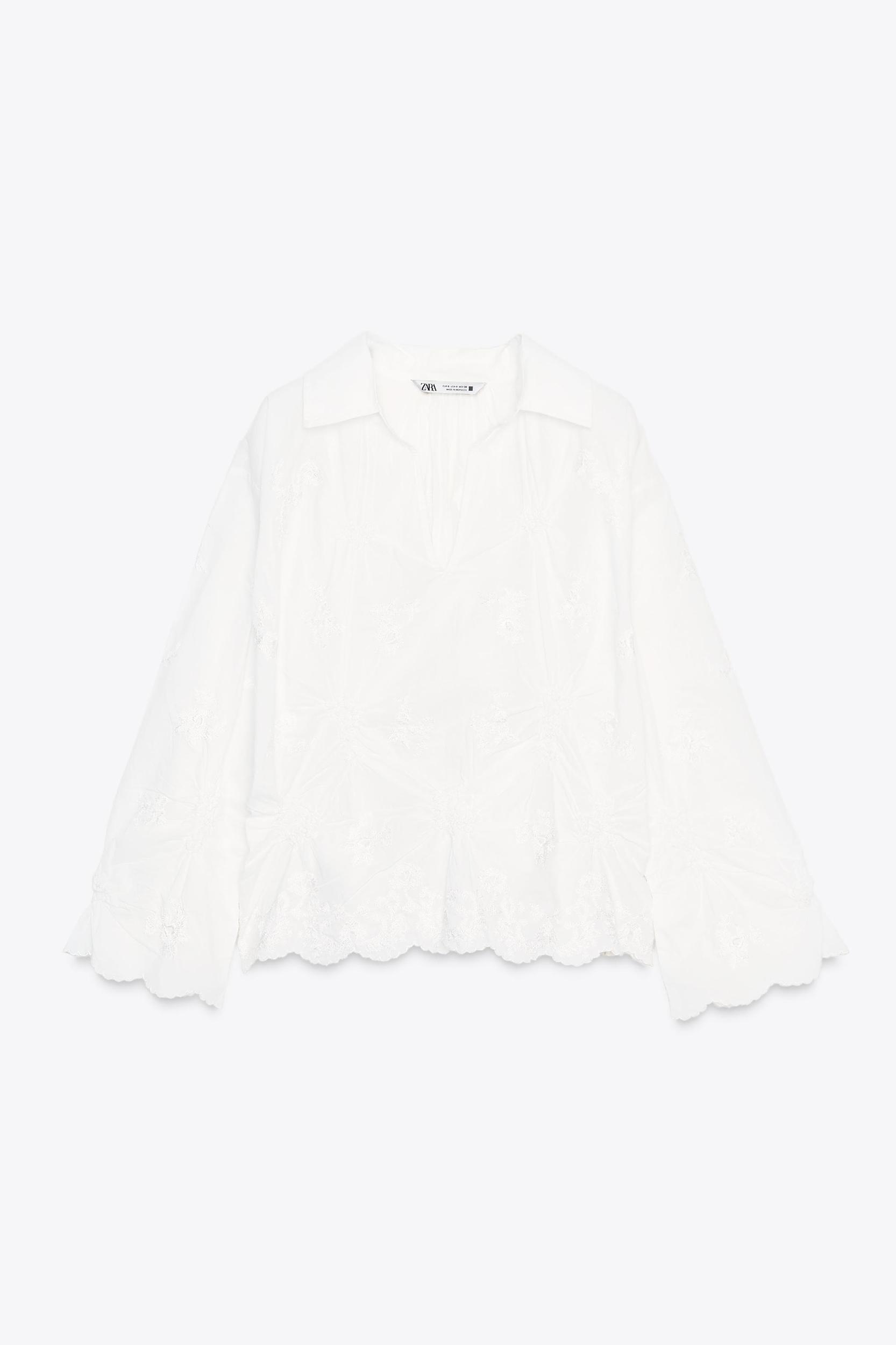 ZW COLLECTION RUCHED EMBROIDERED BLOUSE Product Image