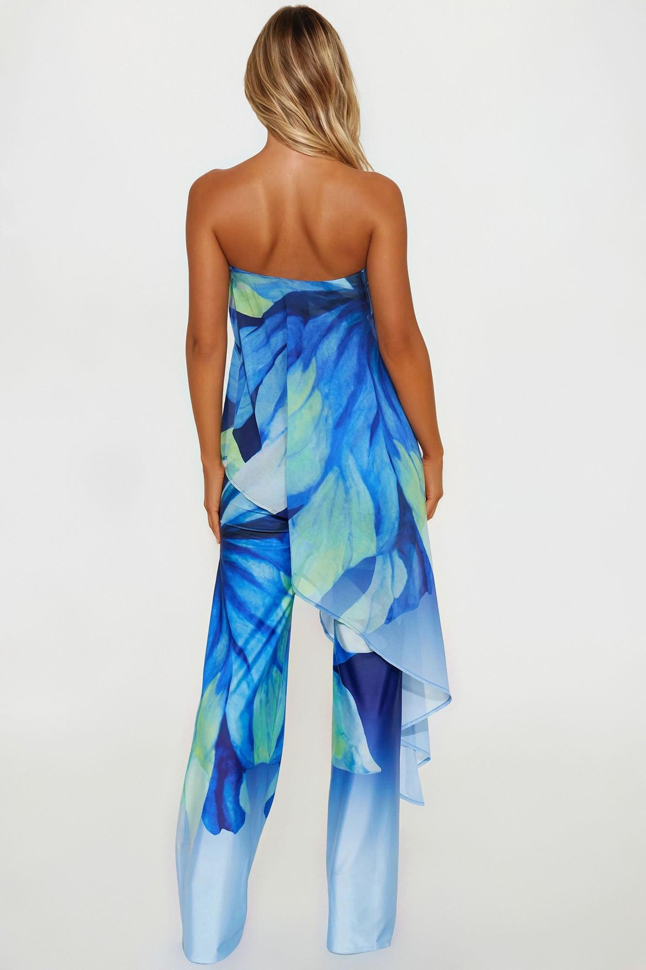 Danielle Flowy Floral Jumpsuit - Blue Female Product Image