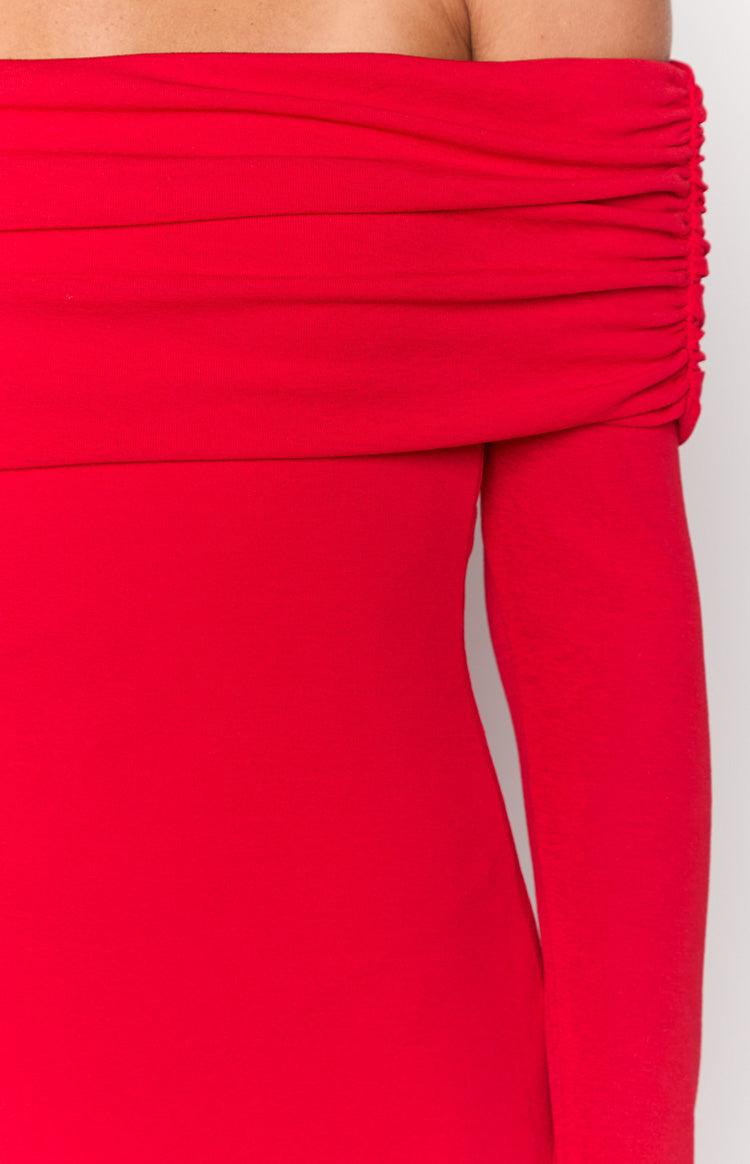 Mary Red Long Sleeve Mini Dress Product Image