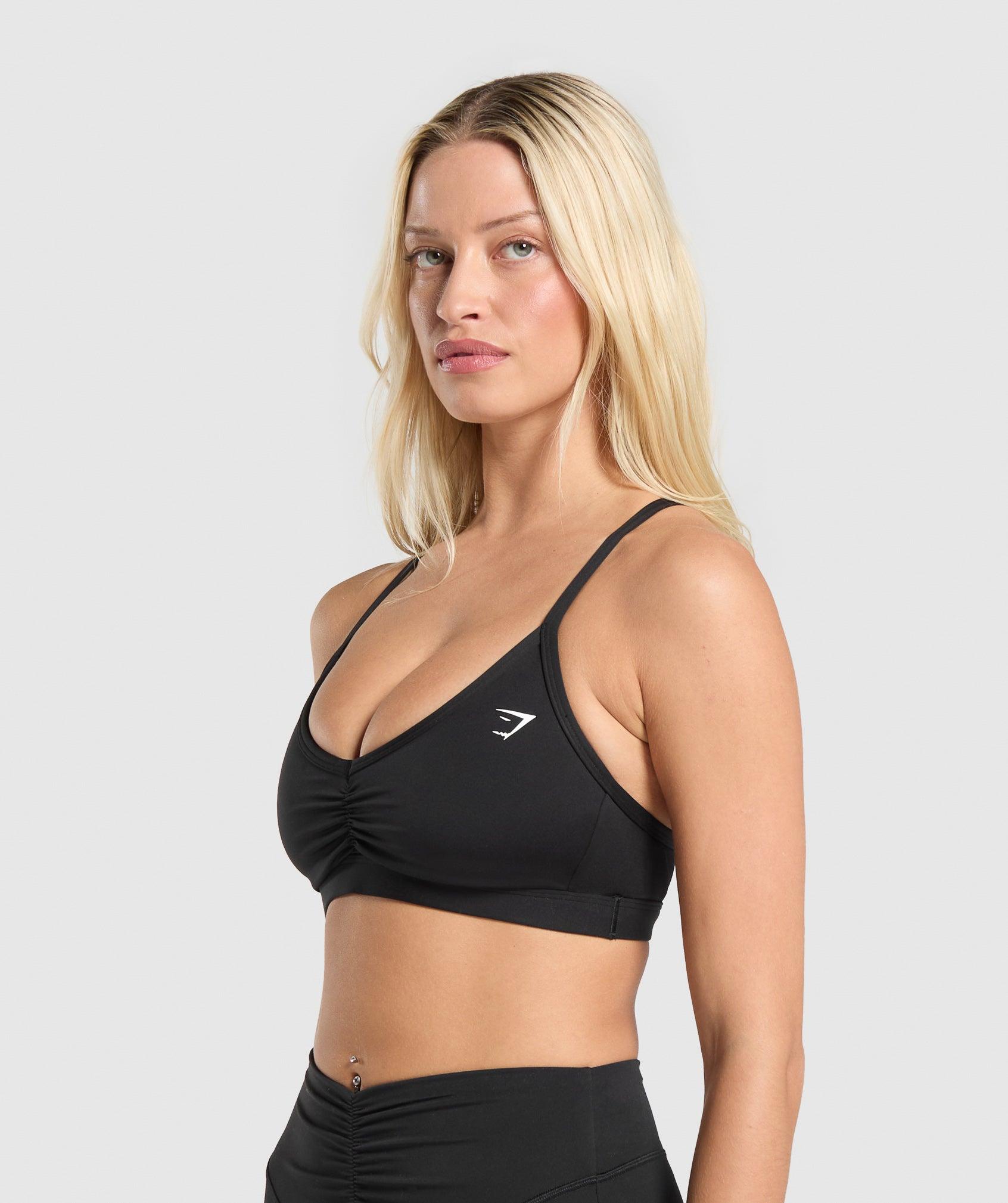 Gymshark Ruched Strappy Sports Bra - Black Female Product Image