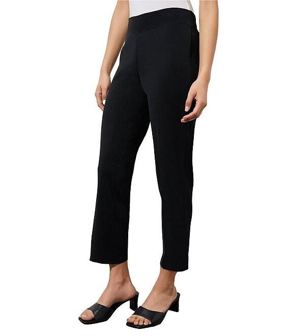 Ming Wang Woven Slim Straight Leg Elastic Waist Cropped Pull-On Pants Product Image
