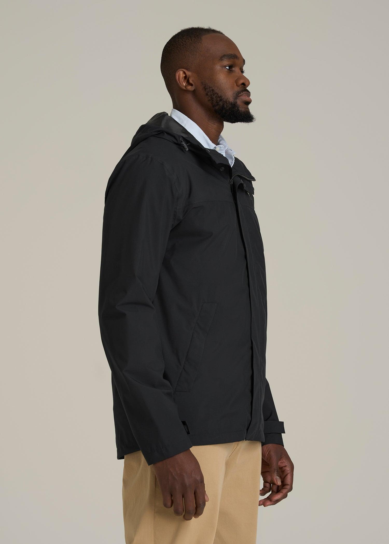 Lightweight Rain Jacket for Tall Men in Black Male Product Image