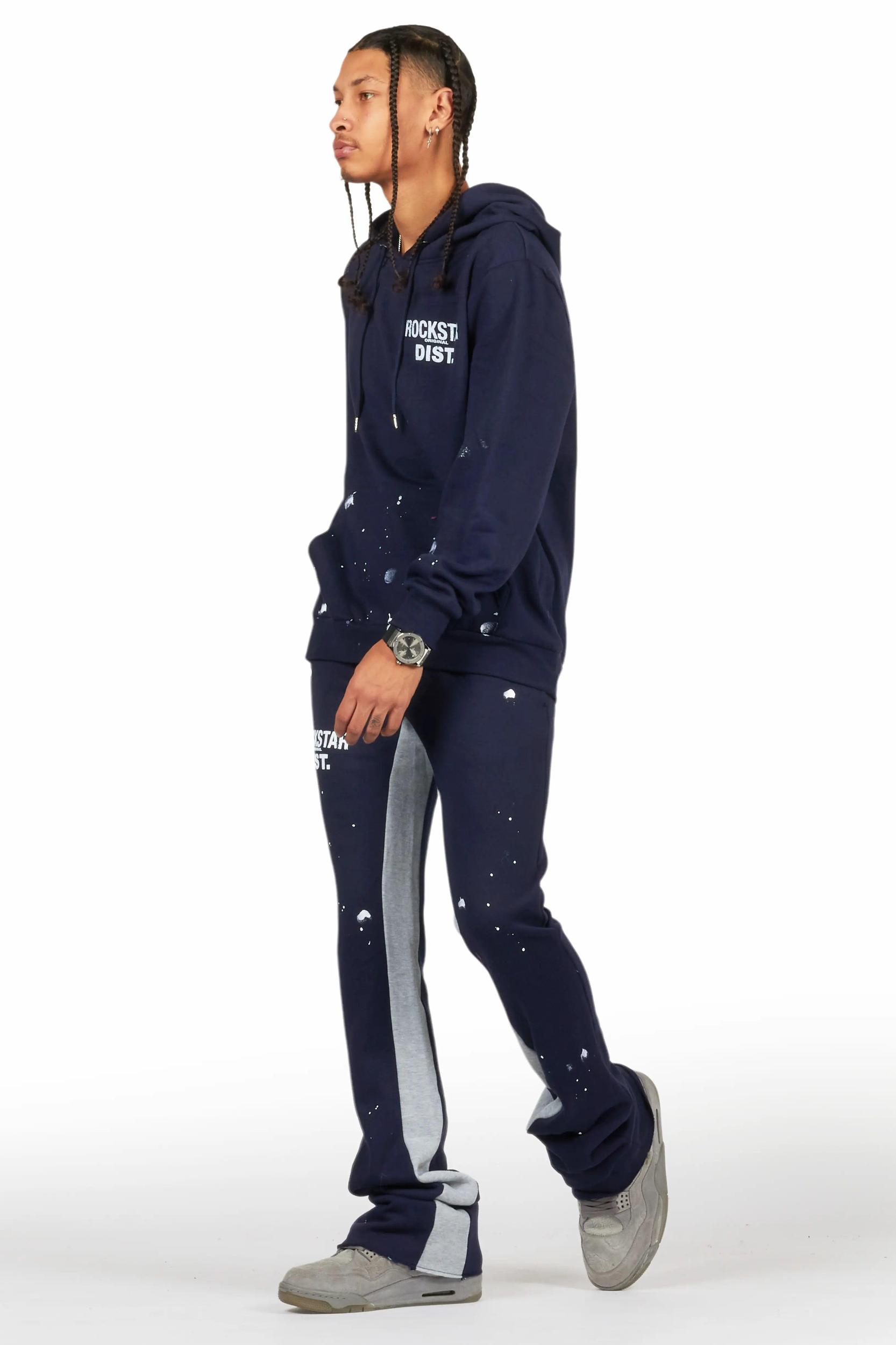 Raffer Navy Hoodie Baggy Fit Pant Track Set Male Product Image