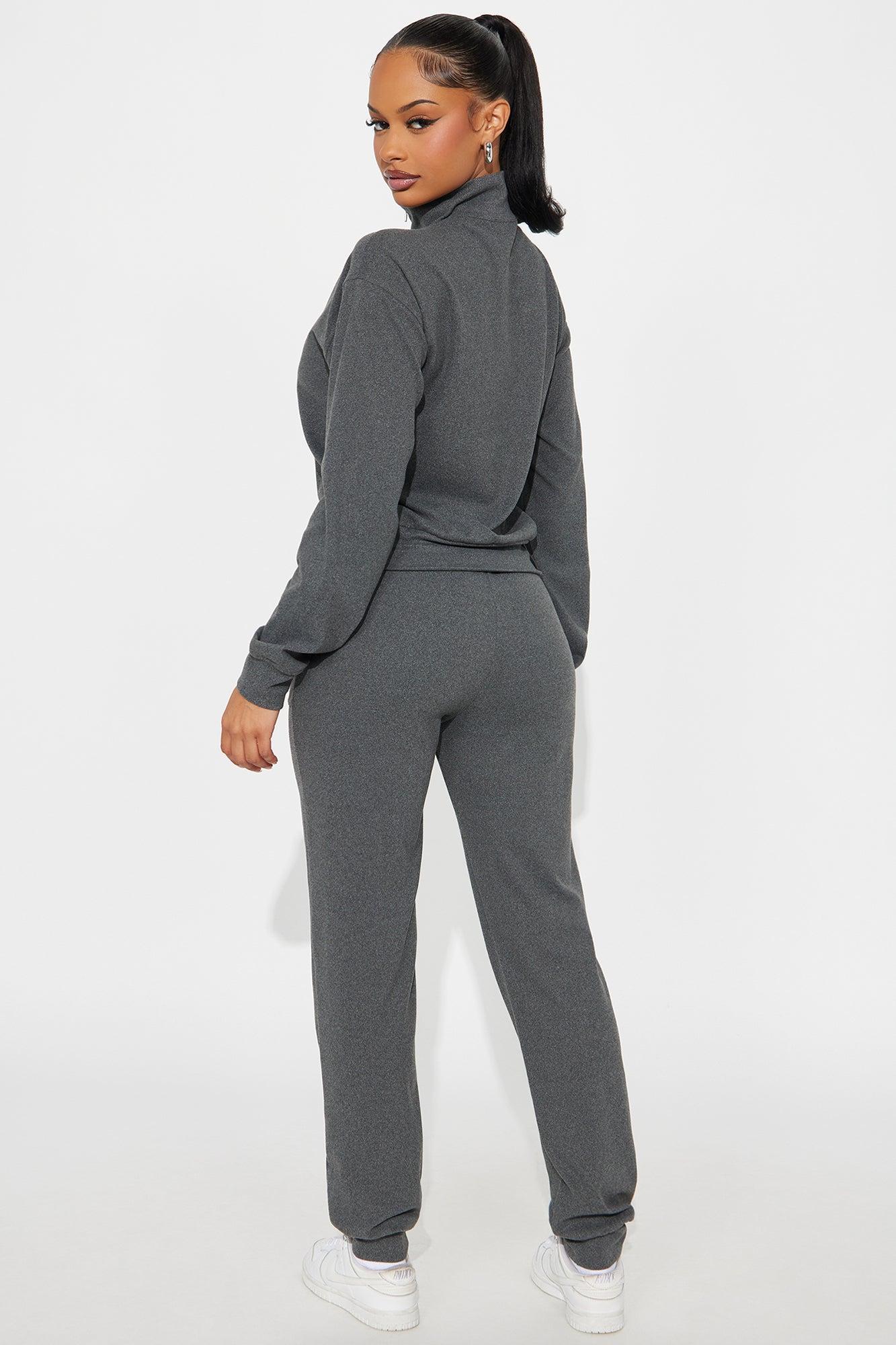 Gianna Ribbed Jogger Set - Heather Grey Female Product Image