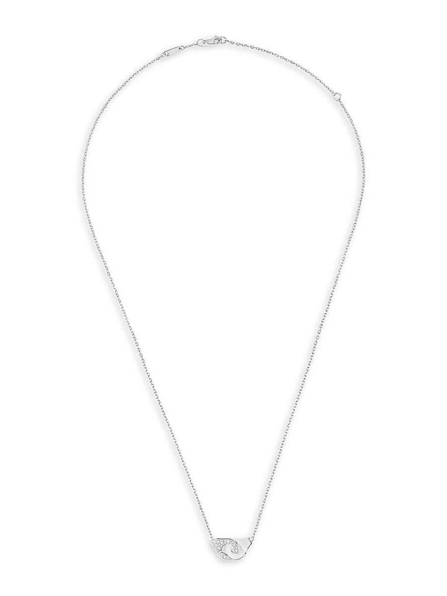 Womens Menottes Dinh Van R8 18K White Gold & Diamond Handcuff Chain Necklace Product Image