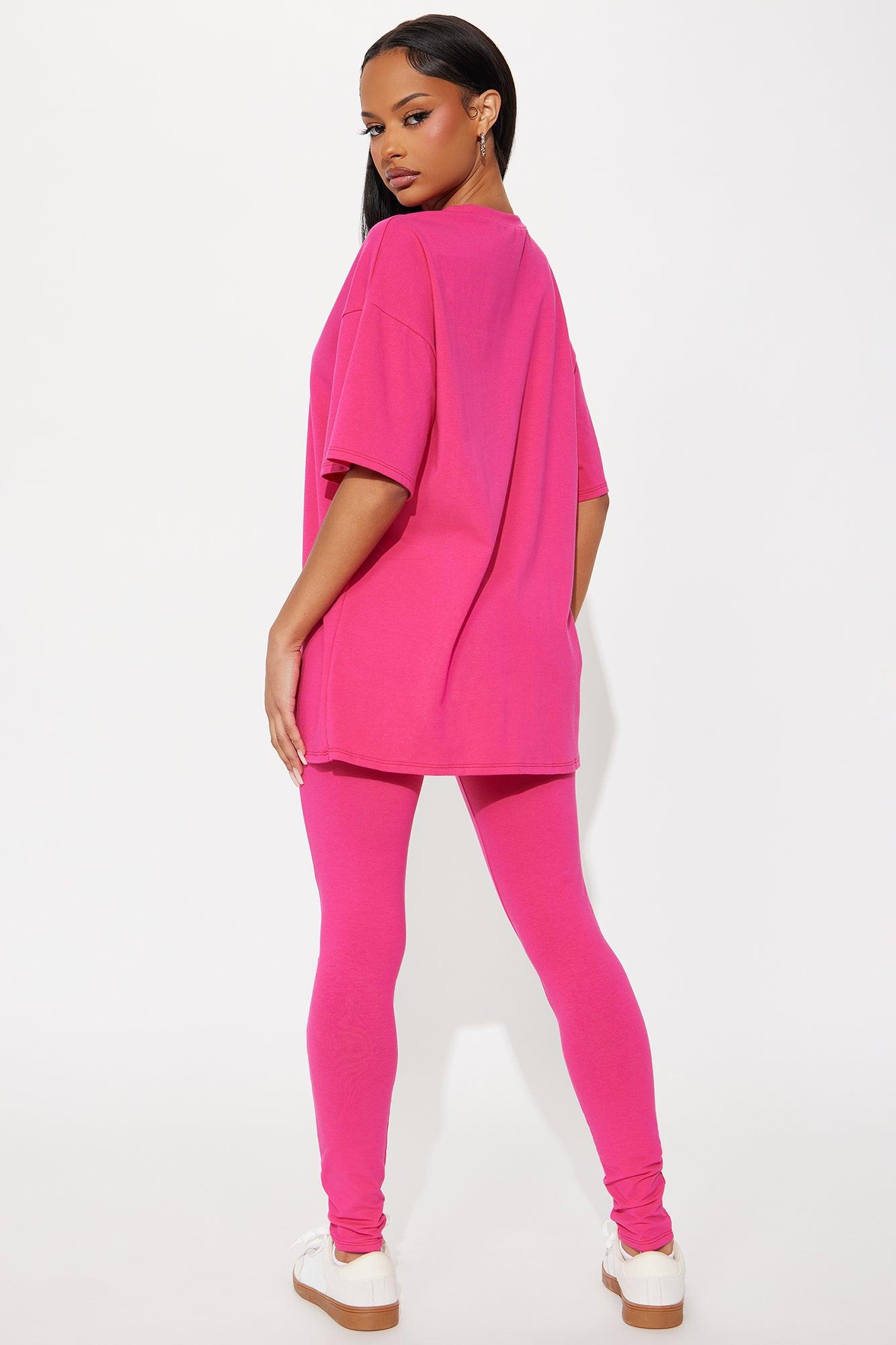 Health Is Wealth Legging Set - Hot Pink Female Product Image