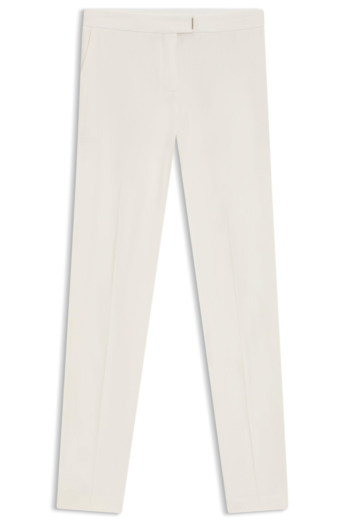 BOSS - Slim-fit trousers with slit hems - White Product Image