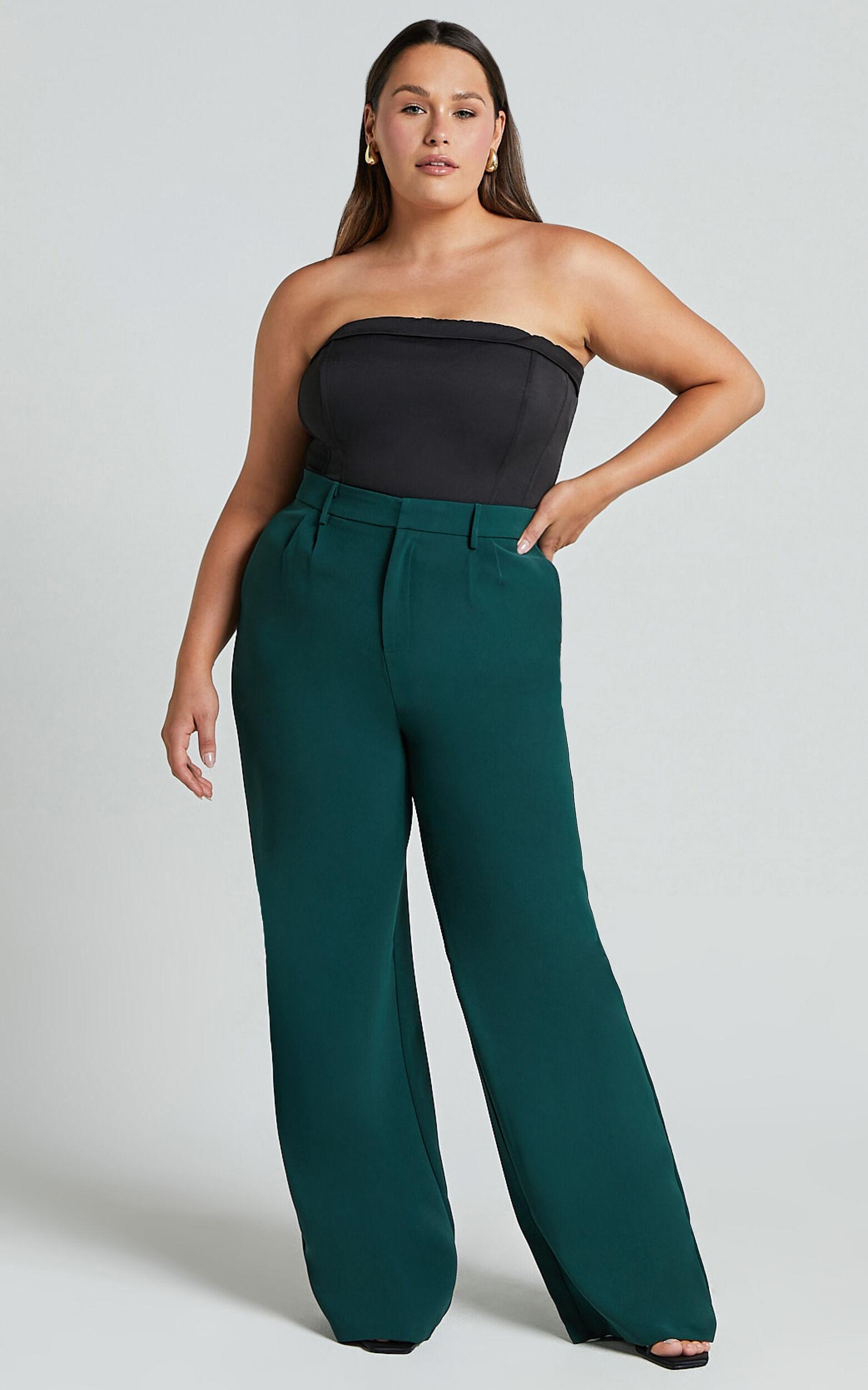 Lorcan Pants - High Waisted Tailored Pants in Forest Green Product Image