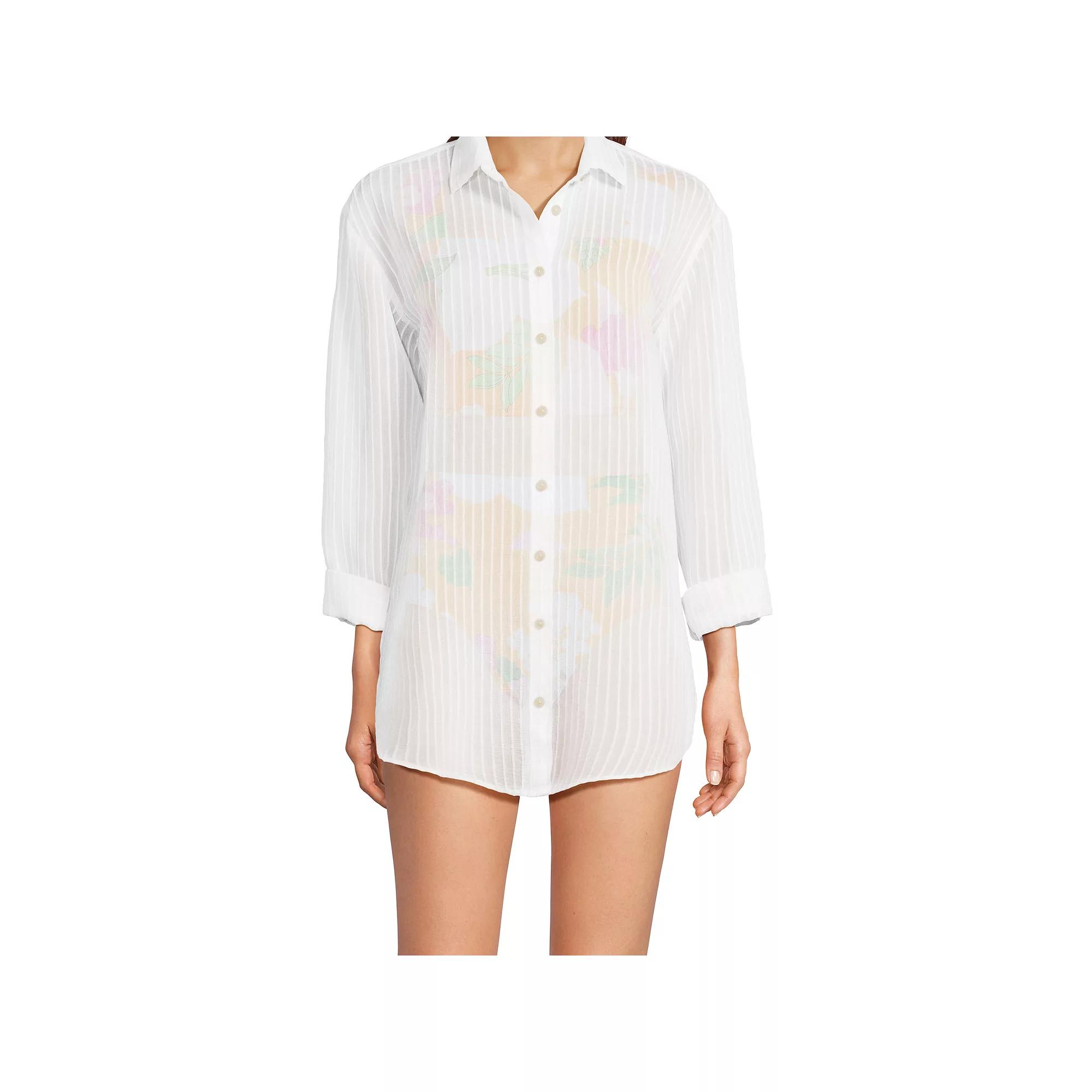 Women's Lands' End Rayon Rib Button Down Cover-Up,  Product Image