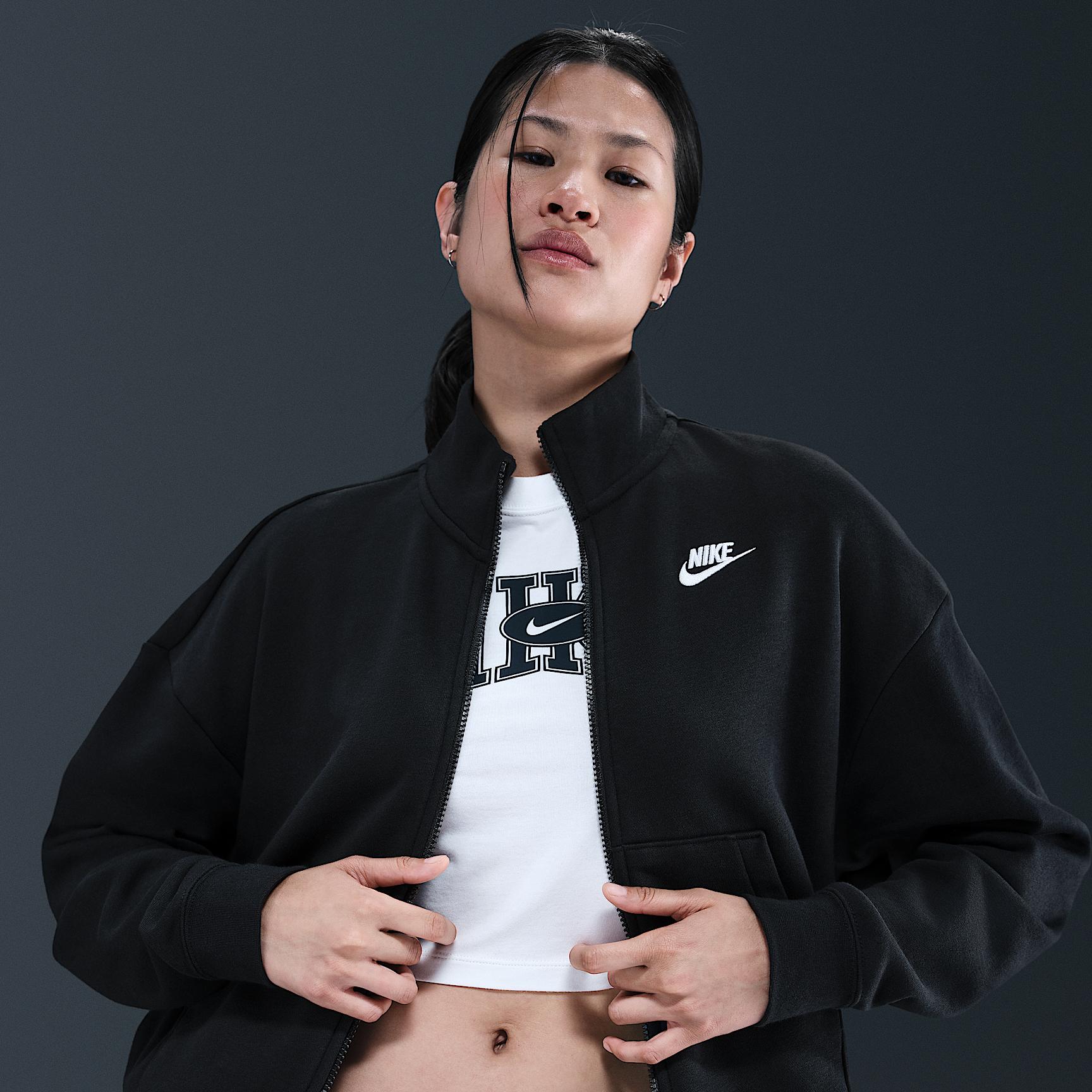Womens Nike Sportswear Club Fleece Loose Track Jacket | HV2733-010 Product Image