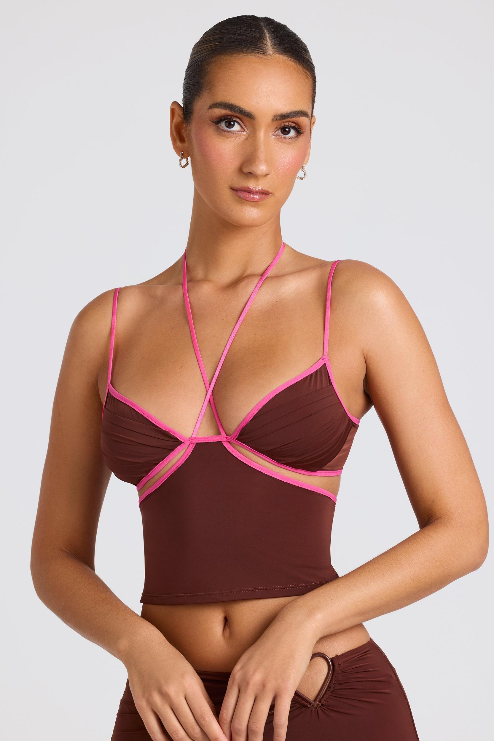 Contrast Binding Cami Top in Chocolate Brown Product Image