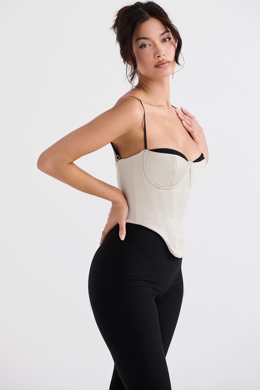 Luette  beige satin underwired corset Product Image