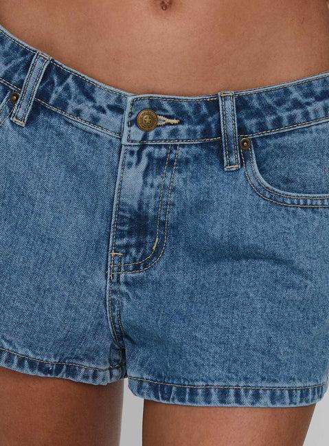 Dreamful Low Rise Mini Denim Short Light Wash Product Image