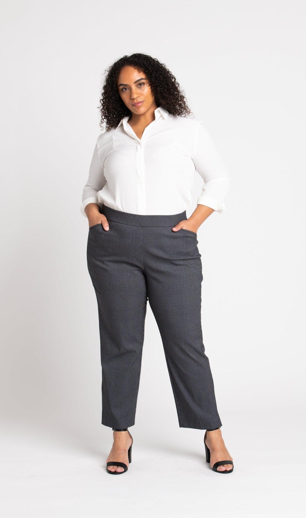 Roz & Ali™ Superstretch Black Grid Pull On Ankle Pants - Plus Product Image