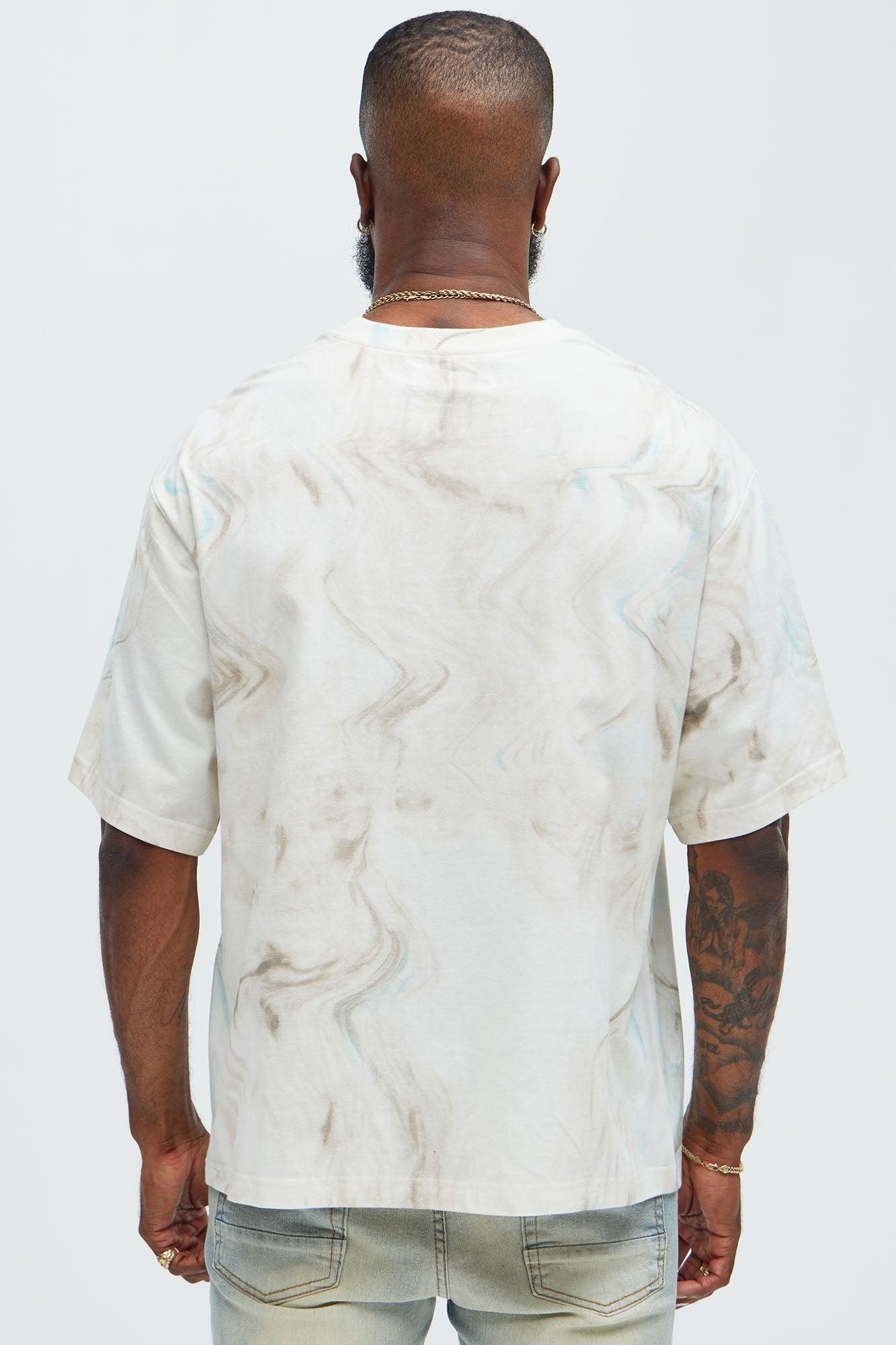 Marble Print Relaxed Tee - Off  White/combo Product Image