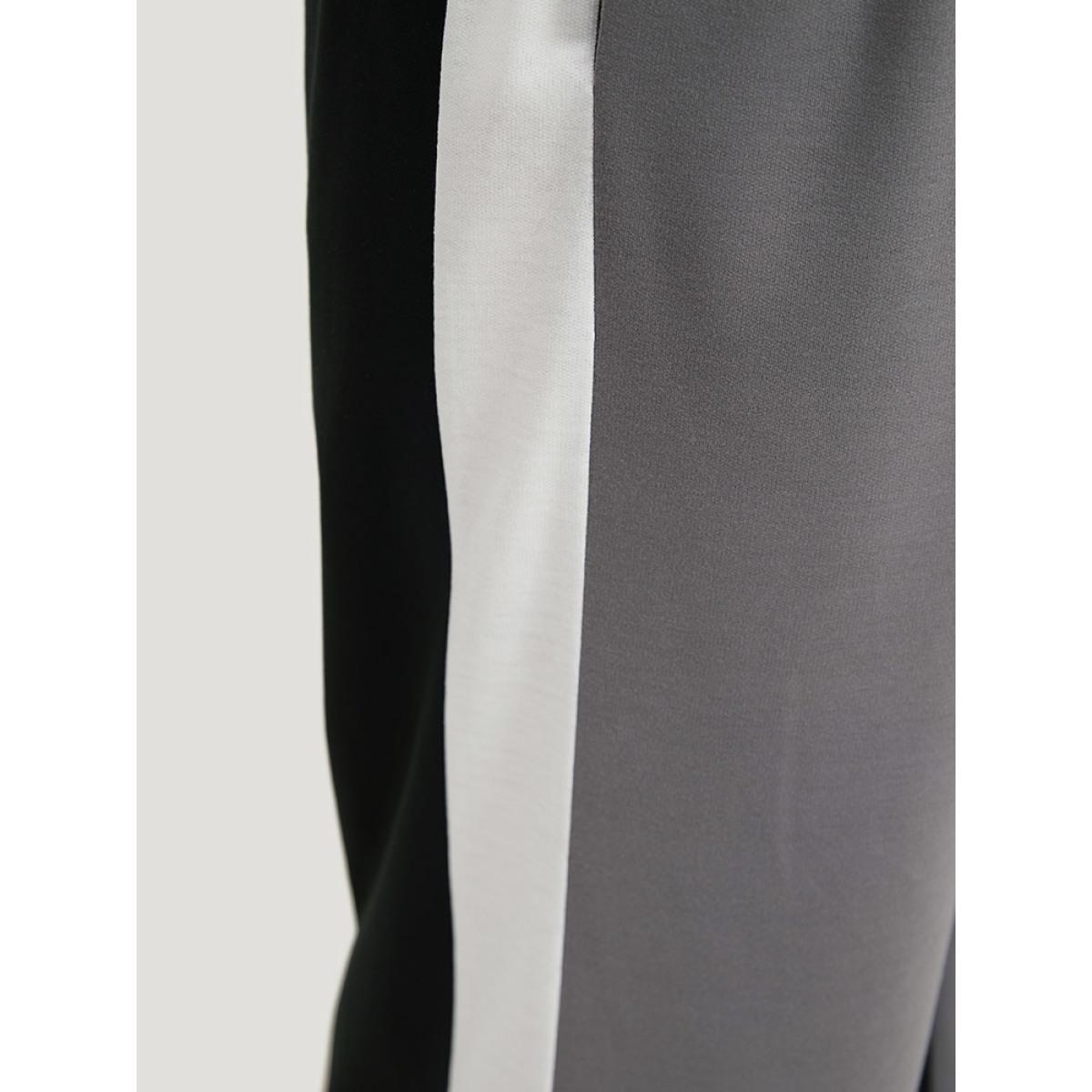 Contrast Patchwork Pocket High Rise Sweatpants Black Plus Size Women Casual Dailywear Contrast 18-20/2X Bloomchic Product Image