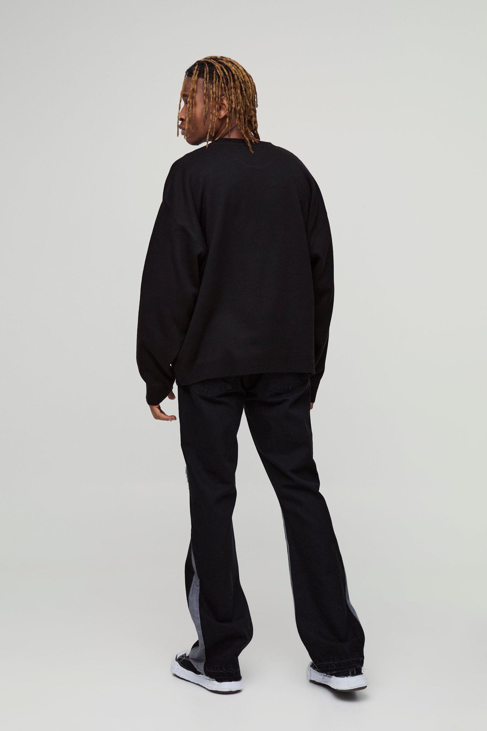 Tall Slim Flare Applique Gusset Panel Jeans | boohooMAN USA Product Image