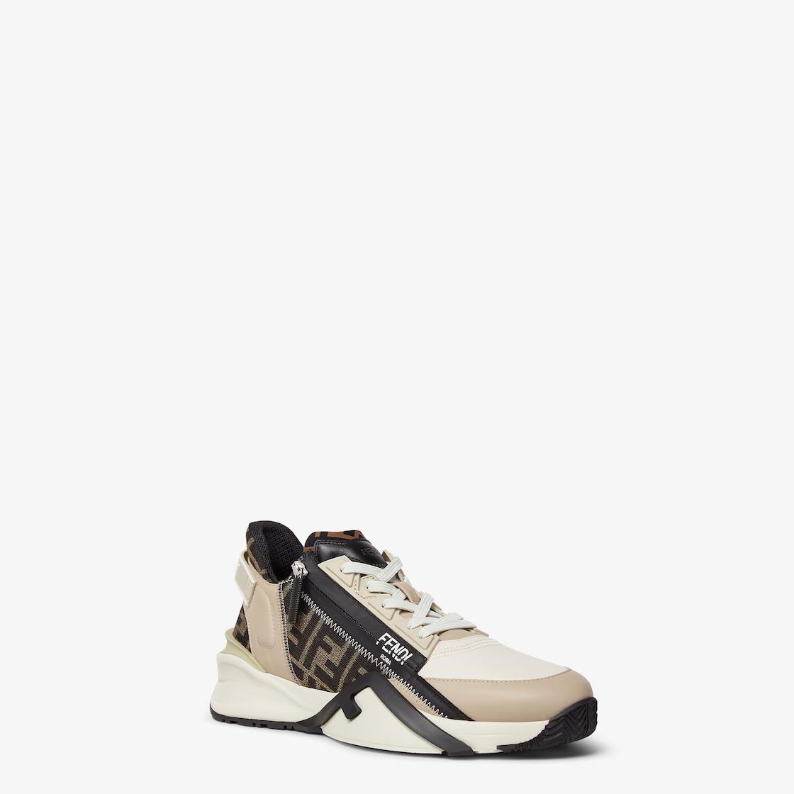 Fendi Flow SneakersBrown FF jacquard and beige leather low-tops Product Image