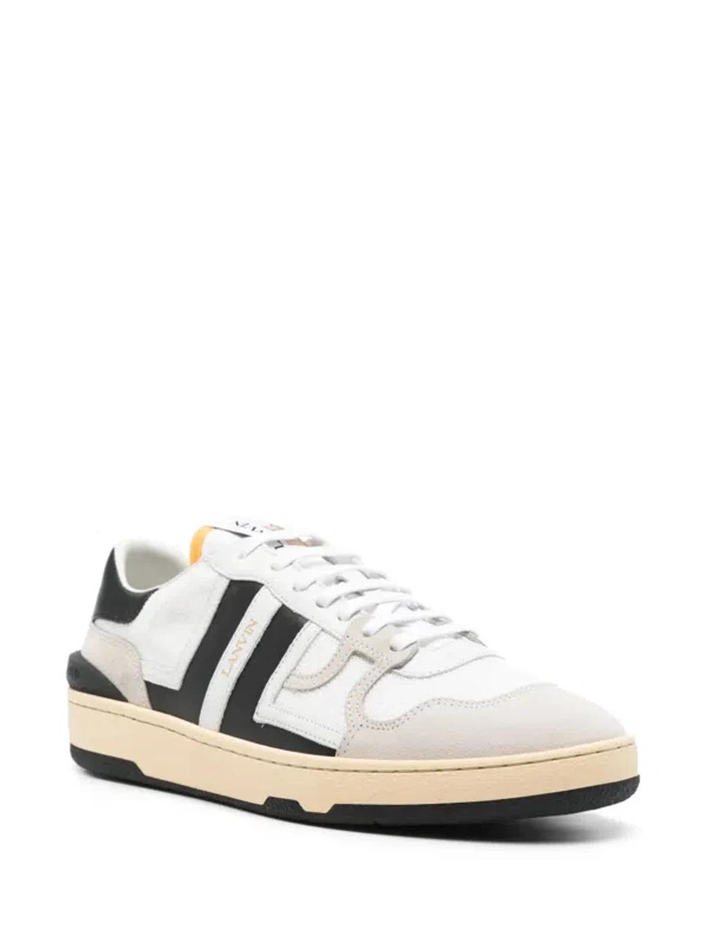 LANVIN Black And White Leather Clay Low Mesh Sneakers Product Image