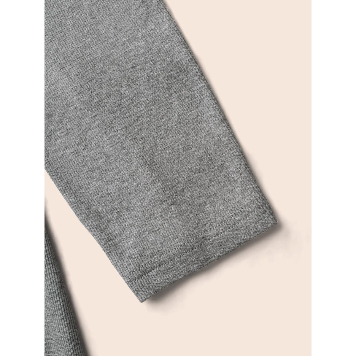 Plus Size Solid Knit Zipper Midi Dress DarkGray Women Casual Texture Knit Dresses Bloomchic 10/M Product Image