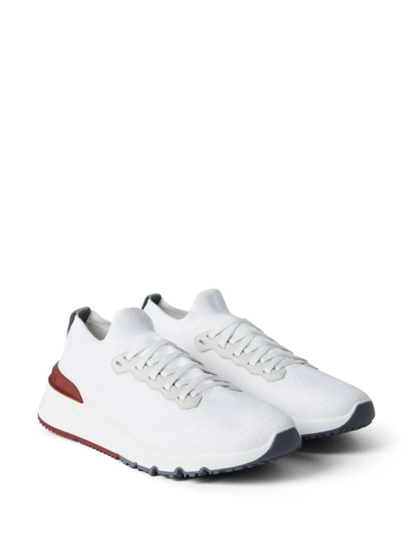 BRUNELLO CUCINELLI Cotton Knit Runners In White Product Image